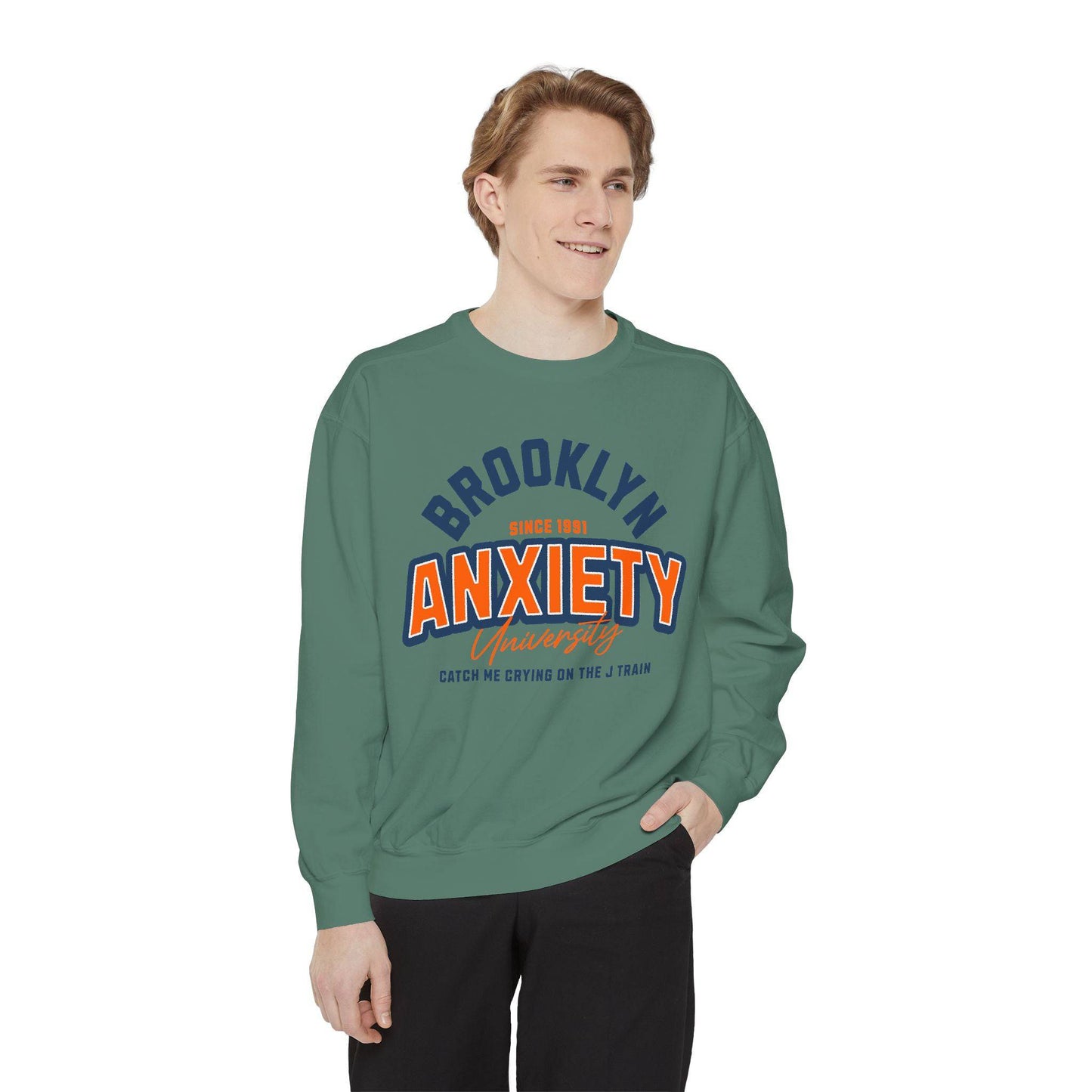 Brooklyn Anxiety University Sweatshirt – Vintage Unisex Pullover | Cozy, Soft & Witty - Its Fine, I Am Fine