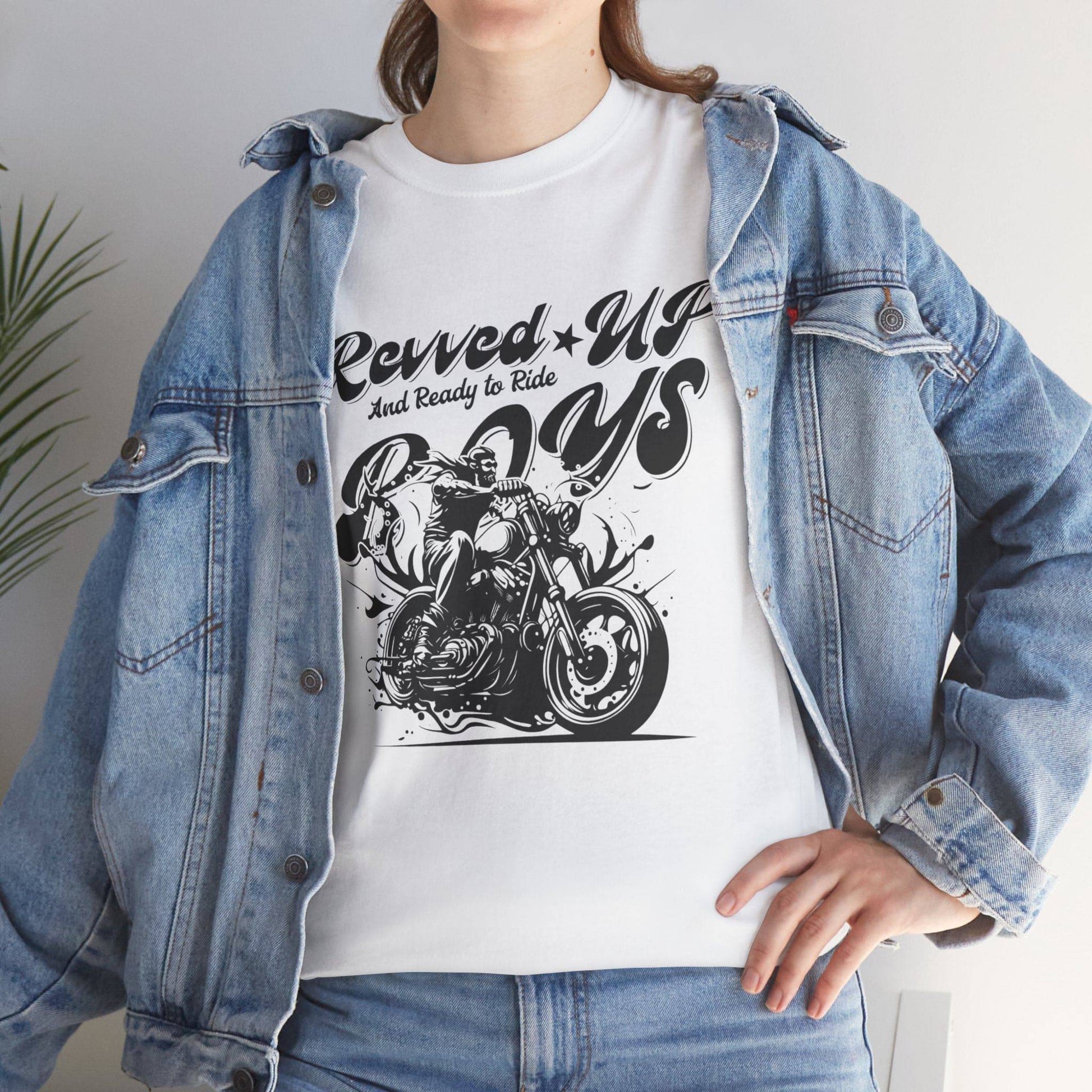Revv'd Up Motorcycle Tee - Unisex Heavy Cotton Shirt for Riders - Its Fine, I Am Fine