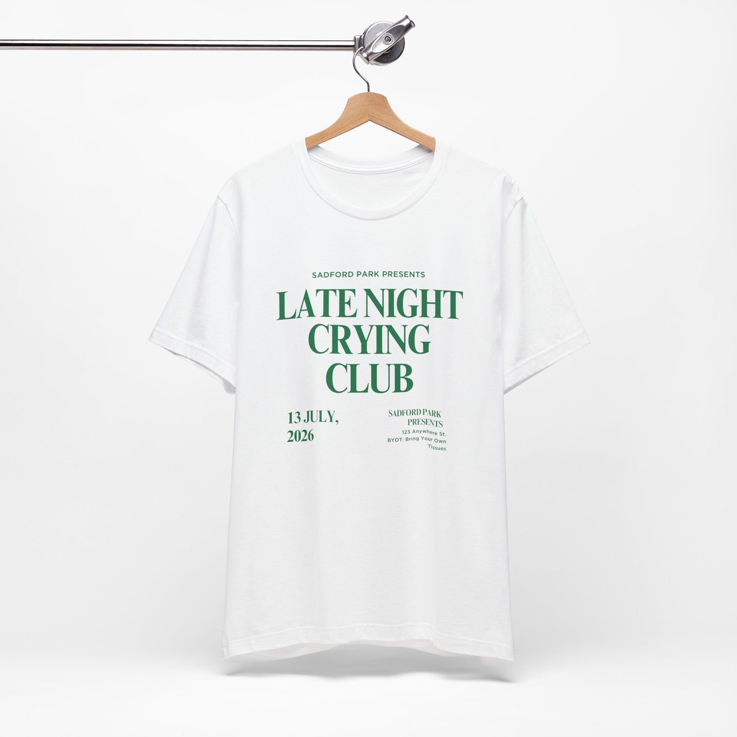 Late Night Crying Club Unisex Tee - Relaxed Fit Graphic T-Shirt for Comfort