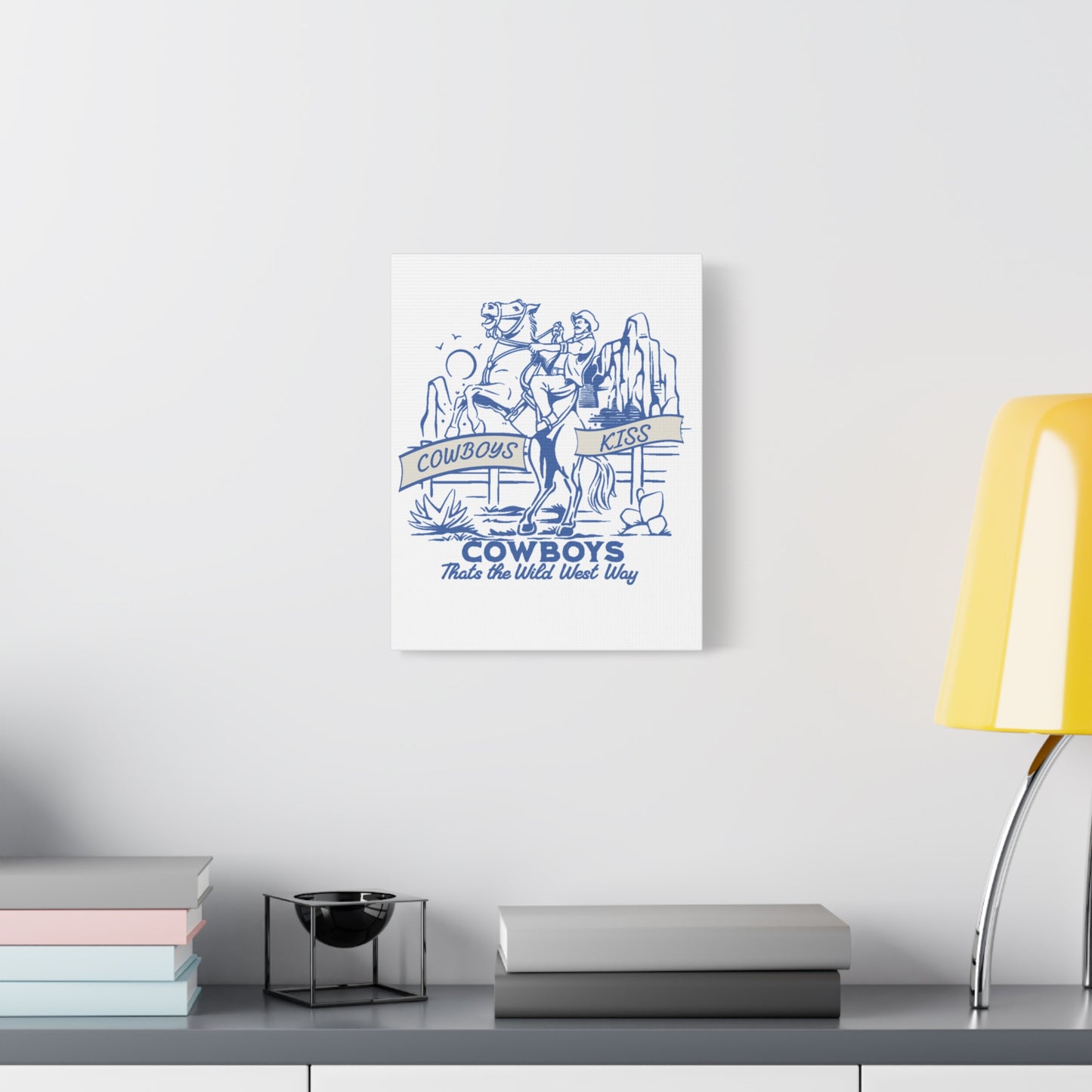 Cowboys Kiss Canvas Art - Western Decor for Cowboy Lovers