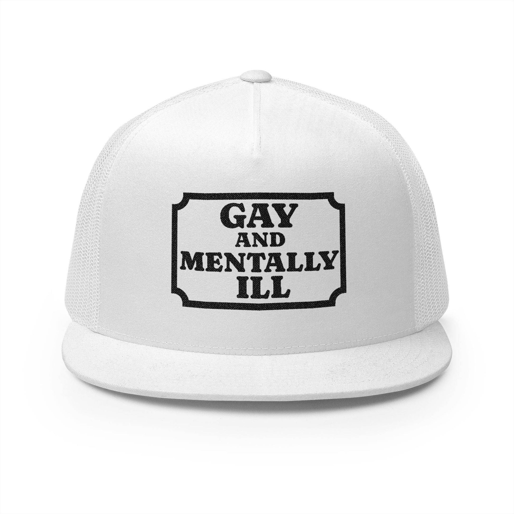 Pride & Mental Health 5 Panel Trucker Cap - Embroidered Supportive Hat - Its Fine, I Am Fine