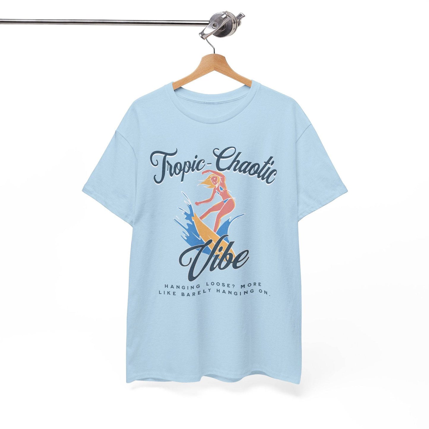 Tropic-Chaotic Vibe Unisex Heavy Cotton Tee – Funny Beach & Mental Health T-Shirt - Its Fine, I Am Fine