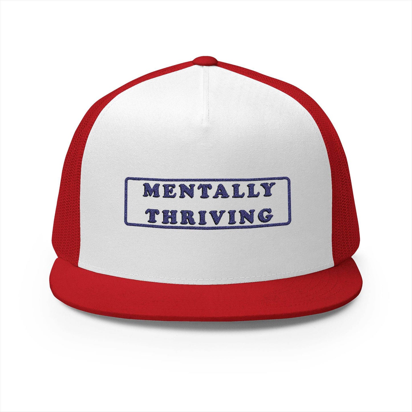 Mentally Thriving Embroidered 5 Panel Trucker Cap - Perfect Gift for Mental Health Awareness - Its Fine, I Am Fine