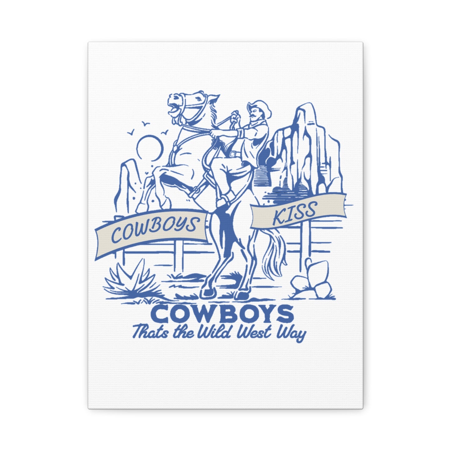 Cowboys Kiss Canvas Art - Western Decor for Cowboy Lovers