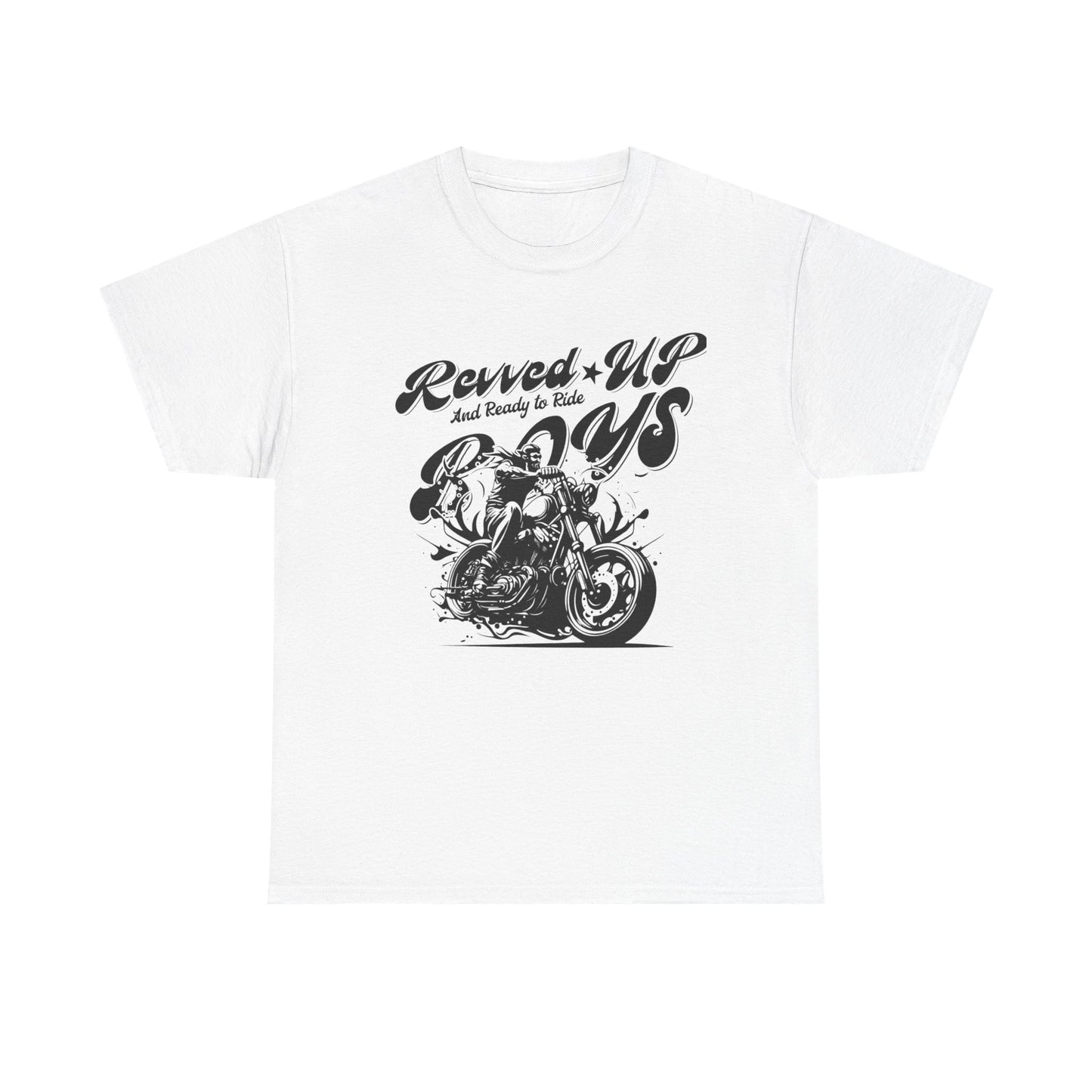 Revv'd Up Motorcycle Tee - Unisex Heavy Cotton Shirt for Riders