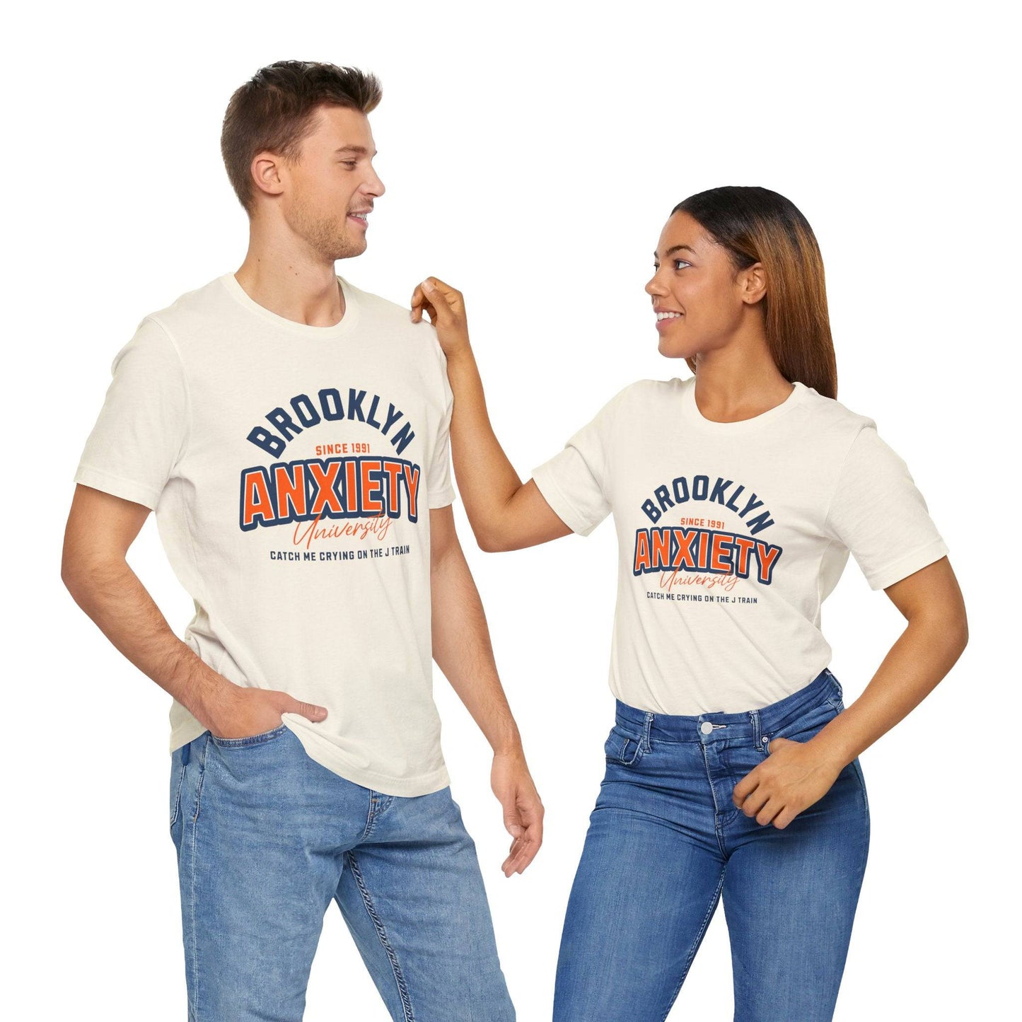 Brooklyn Anxiety University Vintage Unisex T-Shirt – Retro Graphic Tee - Its Fine, I Am Fine