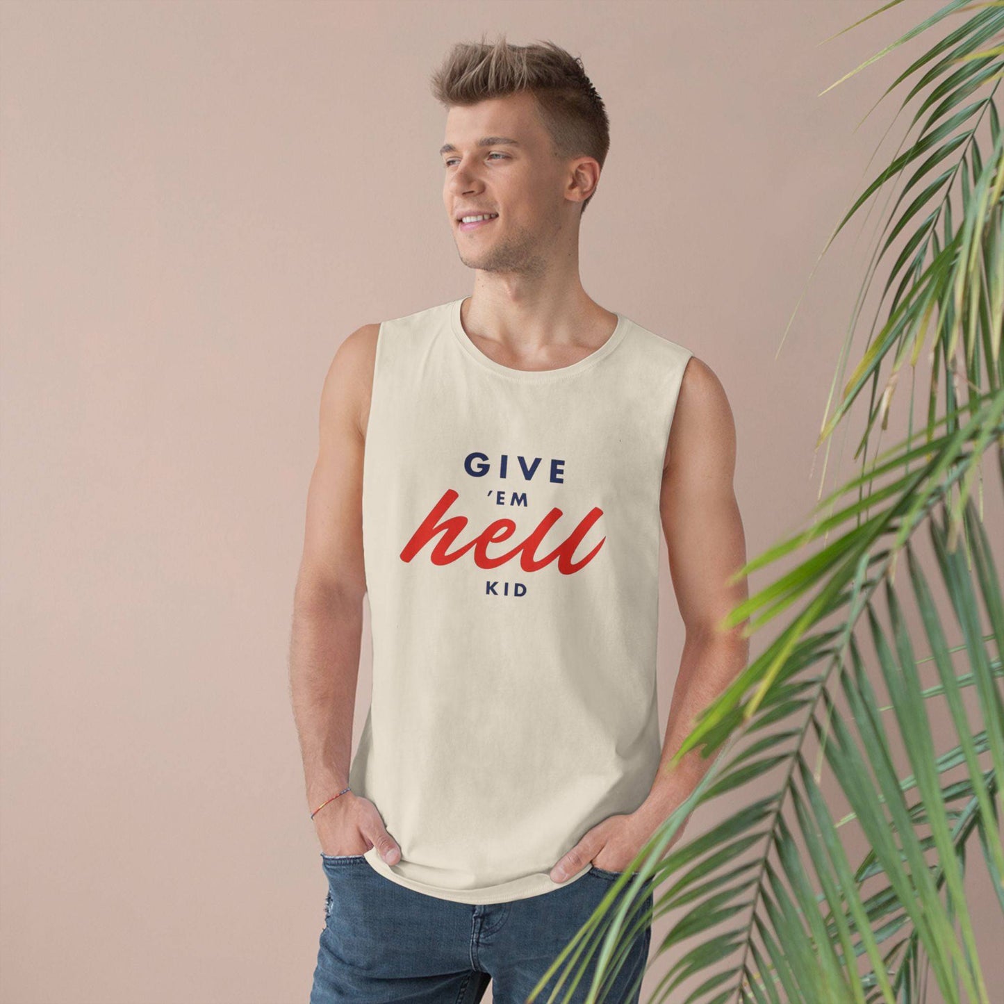 ‘Give 'Em Hell Kid' Unisex Tank Top - Its Fine, I Am Fine
