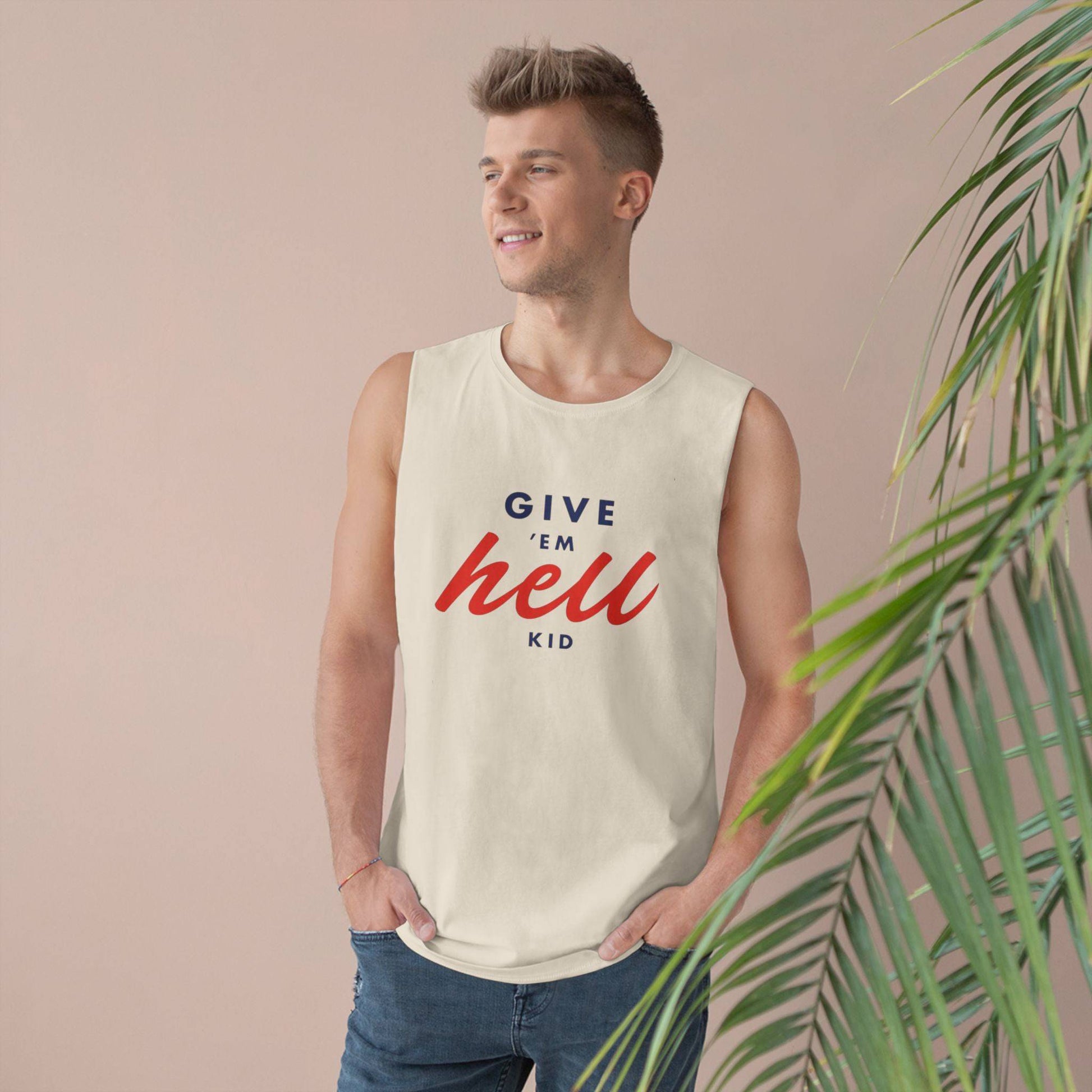 ‘Give 'Em Hell Kid' Unisex Tank Top - Its Fine, I Am Fine
