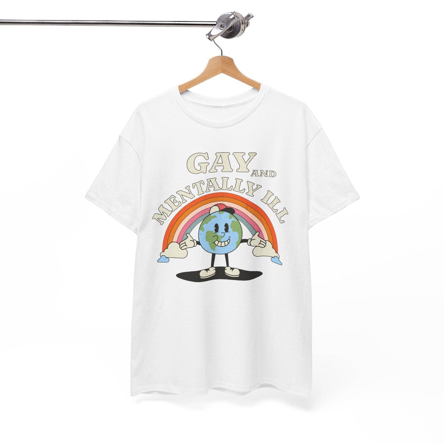 Gay and Mentally Ill Unisex Heavy Cotton Tee - Playful Graphic T-Shirt for LGBTQ+ Pride and Support - Its Fine, I Am Fine