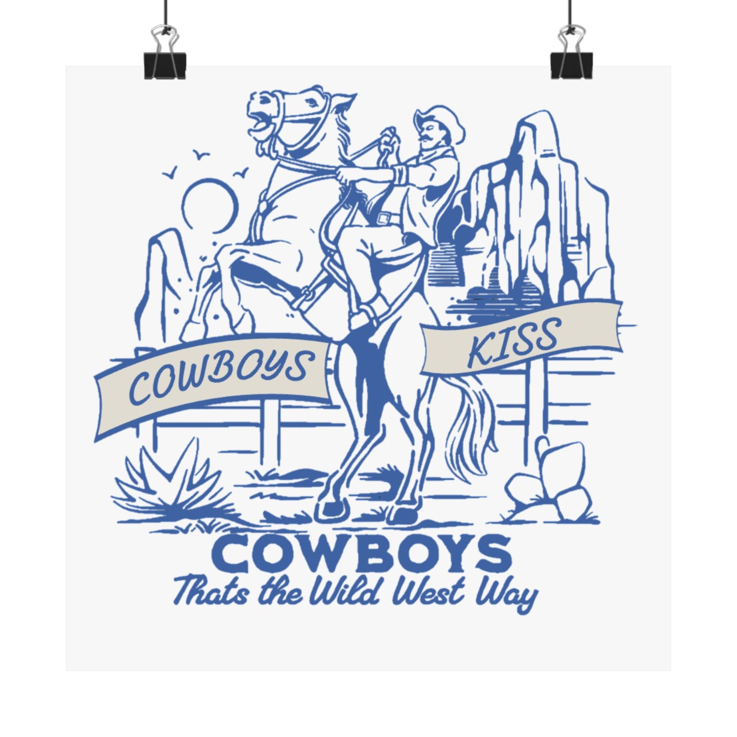 Cowboys Kiss Matte Vertical Poster - Wild West Decor