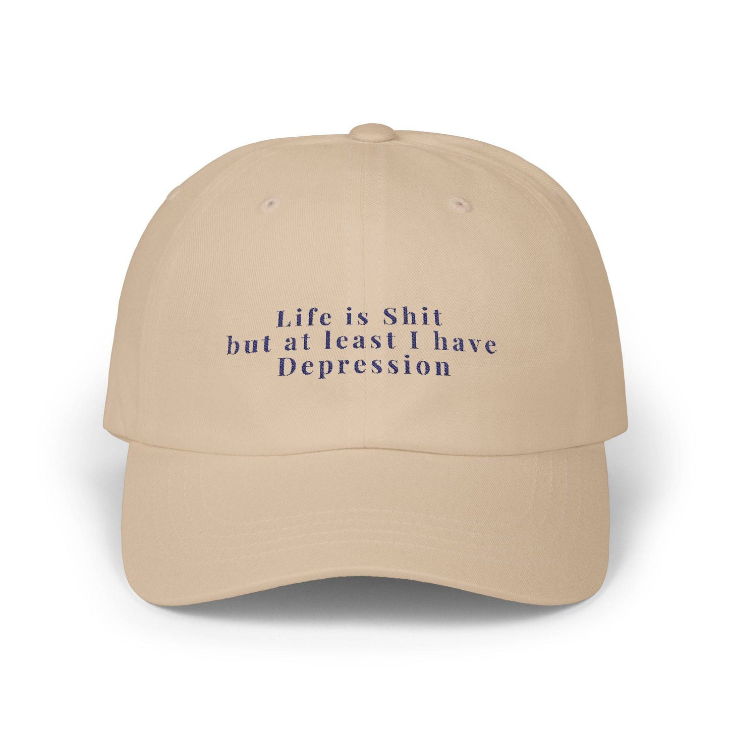 Embroidered Dad Cap, Life is Shit Funny Hat, Gift for Dads, Depression Awareness Dad Hat, Casual Baseball Cap for Men, Mental Health Cap - Its Fine, I Am Fine