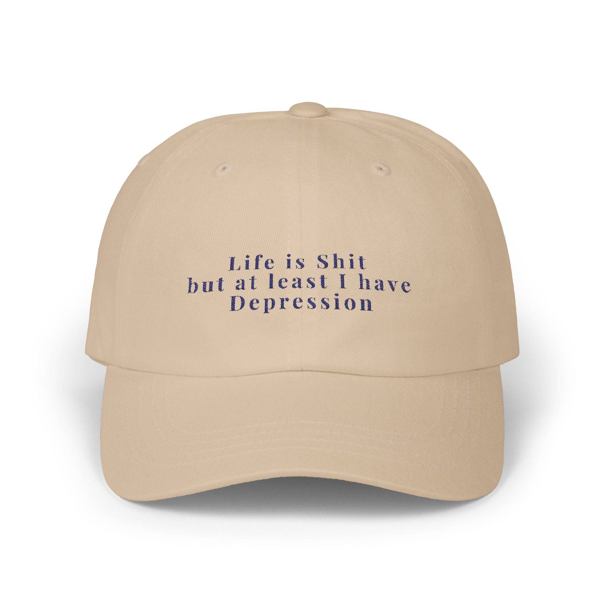 Embroidered Dad Cap, Life is Shit Funny Hat, Gift for Dads, Depression Awareness Dad Hat, Casual Baseball Cap for Men, Mental Health Cap - Its Fine, I Am Fine