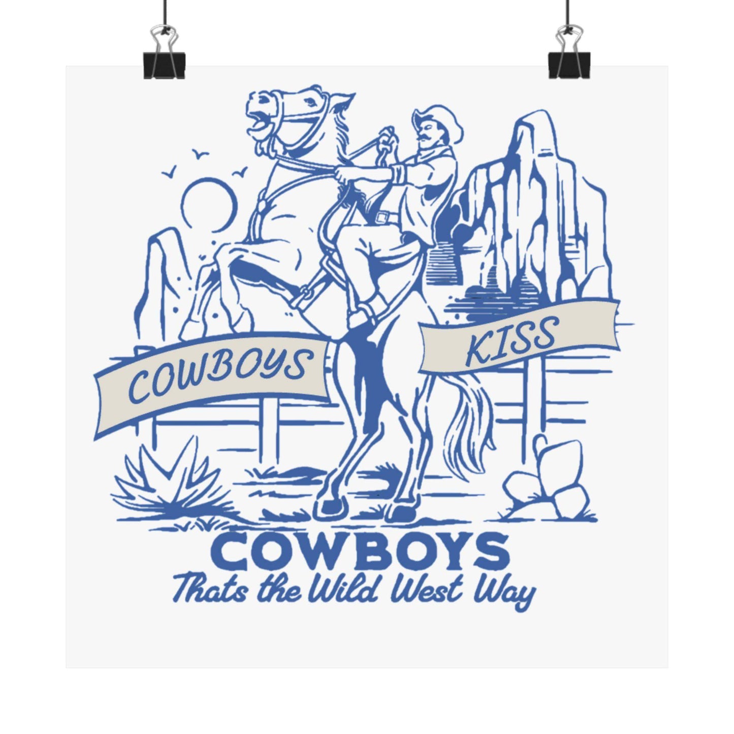 Cowboys Kiss Matte Vertical Poster - Wild West Decor - Its Fine, I Am Fine