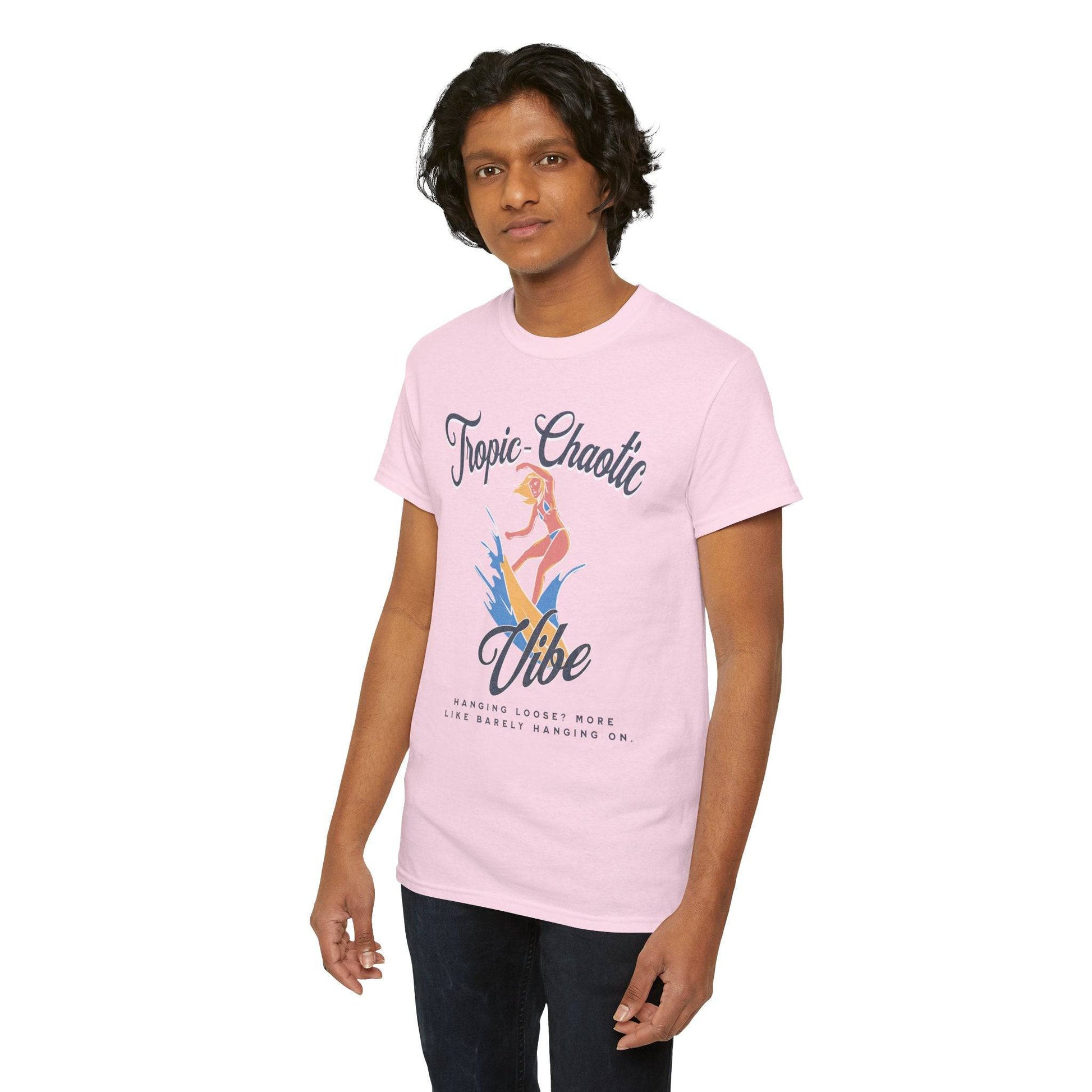 Tropic-Chaotic Vibe Unisex Heavy Cotton Tee – Funny Beach & Mental Health T-Shirt - Its Fine, I Am Fine