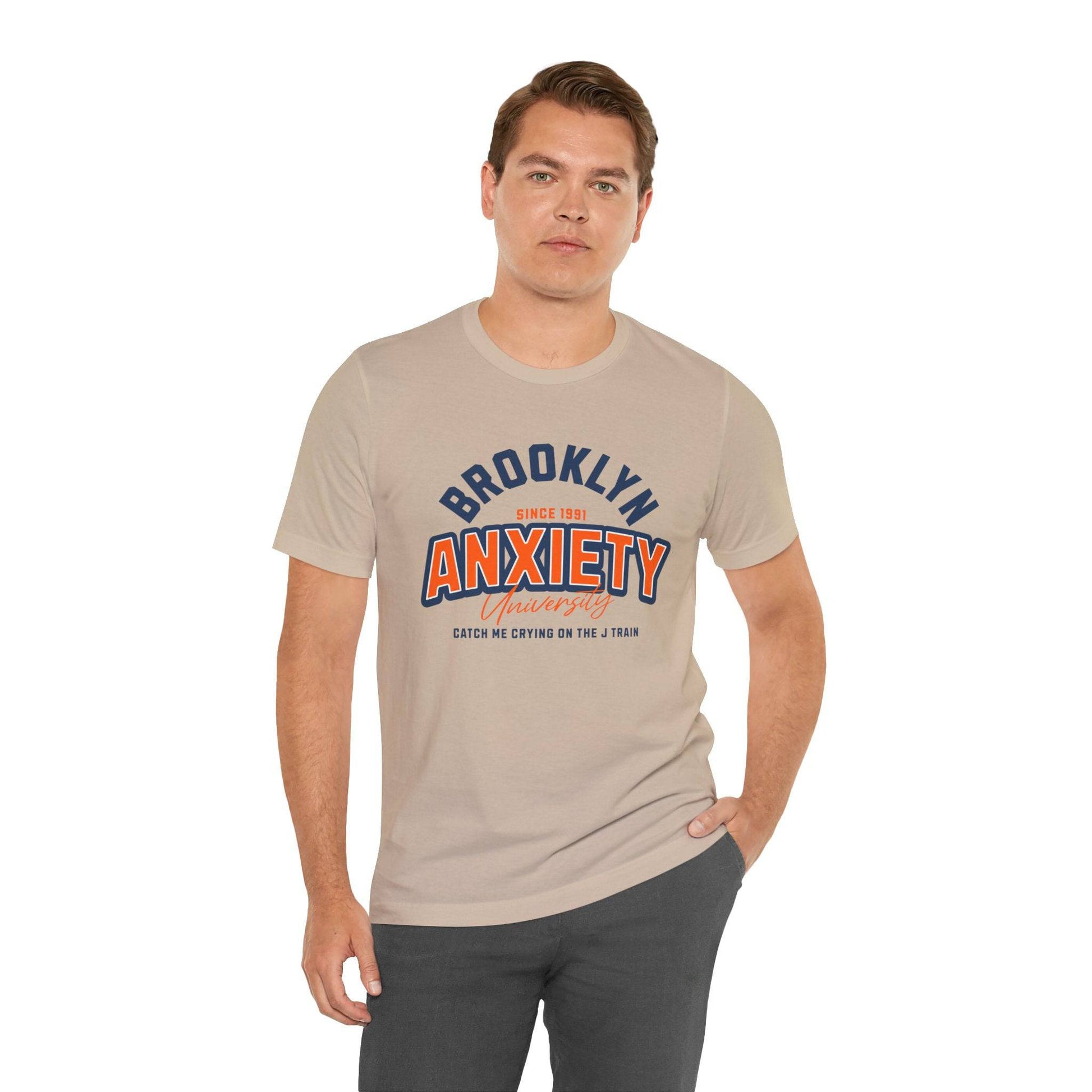 Brooklyn Anxiety University Vintage Unisex T-Shirt – Retro Graphic Tee - Its Fine, I Am Fine