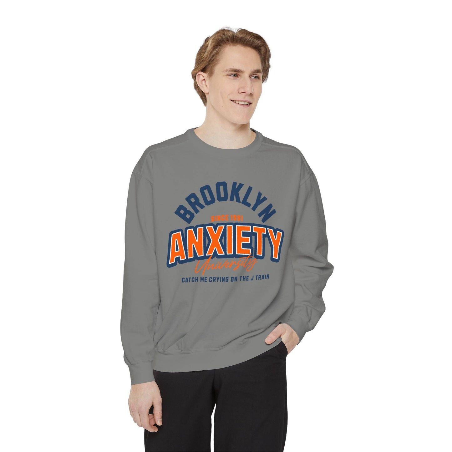 Brooklyn Anxiety University Sweatshirt – Vintage Unisex Pullover | Cozy, Soft & Witty - Its Fine, I Am Fine