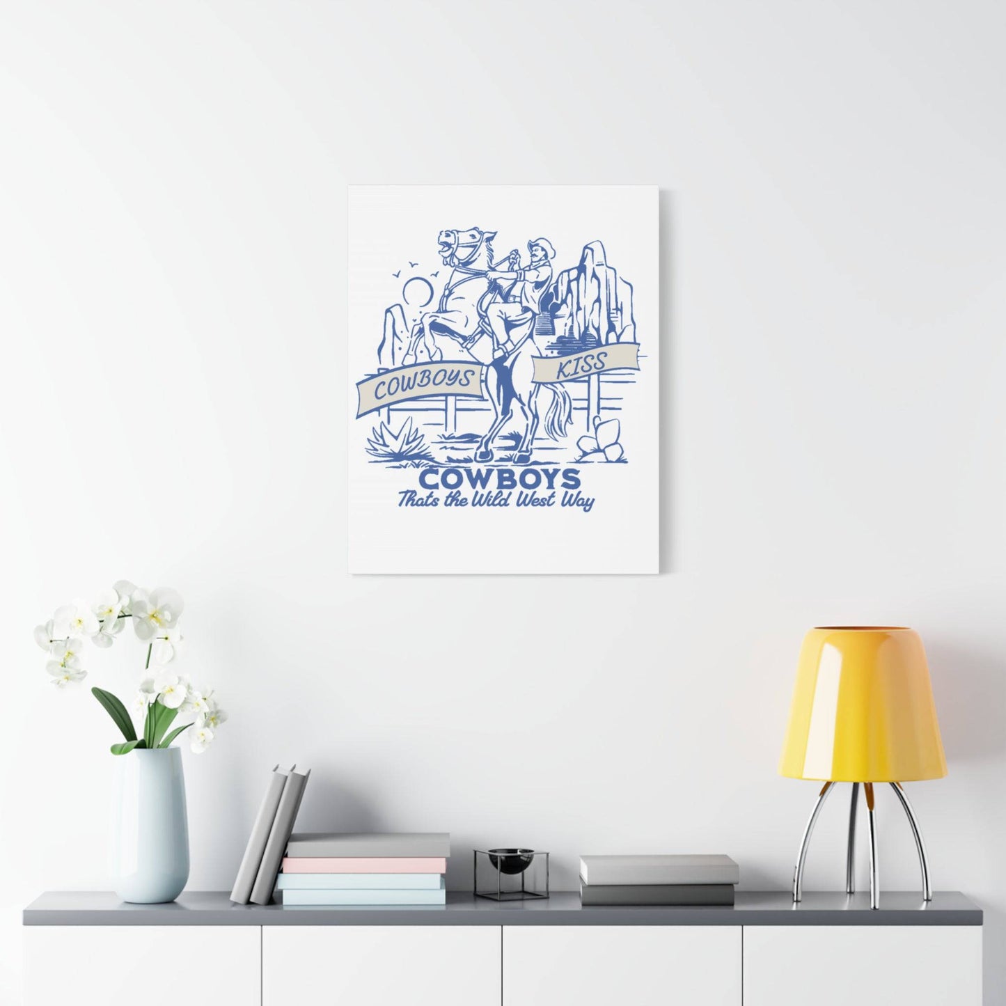 Cowboys Kiss Canvas Art - Western Decor for Cowboy Lovers - Its Fine, I Am Fine