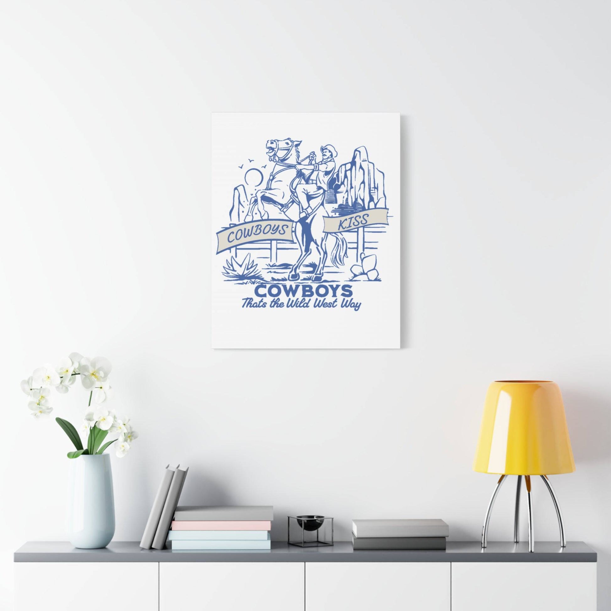 Cowboys Kiss Canvas Art - Western Decor for Cowboy Lovers - Its Fine, I Am Fine