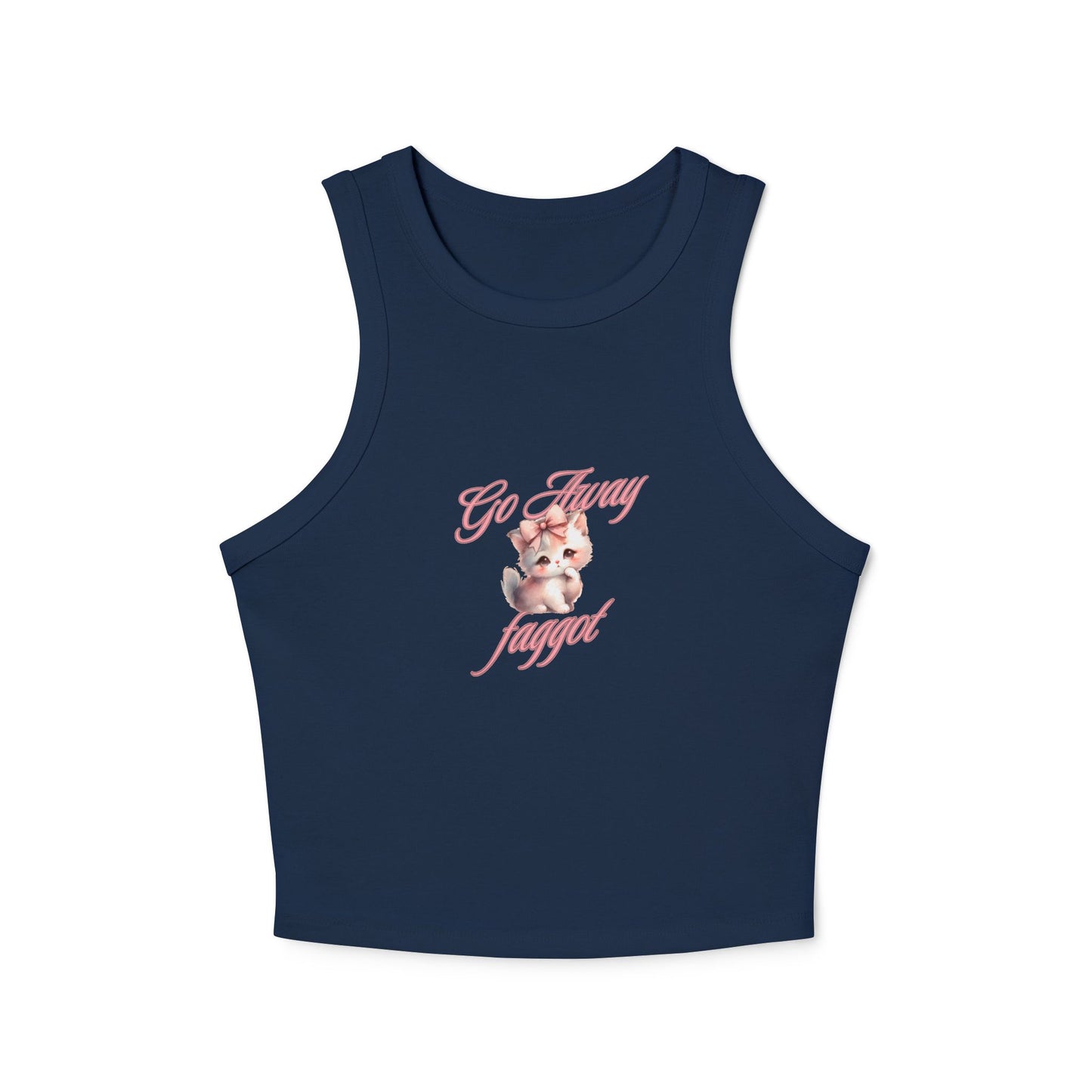 Cute & Sassy ‘Go Away’ Graphic Racer Tank Top for Women - Its Fine, I Am Fine