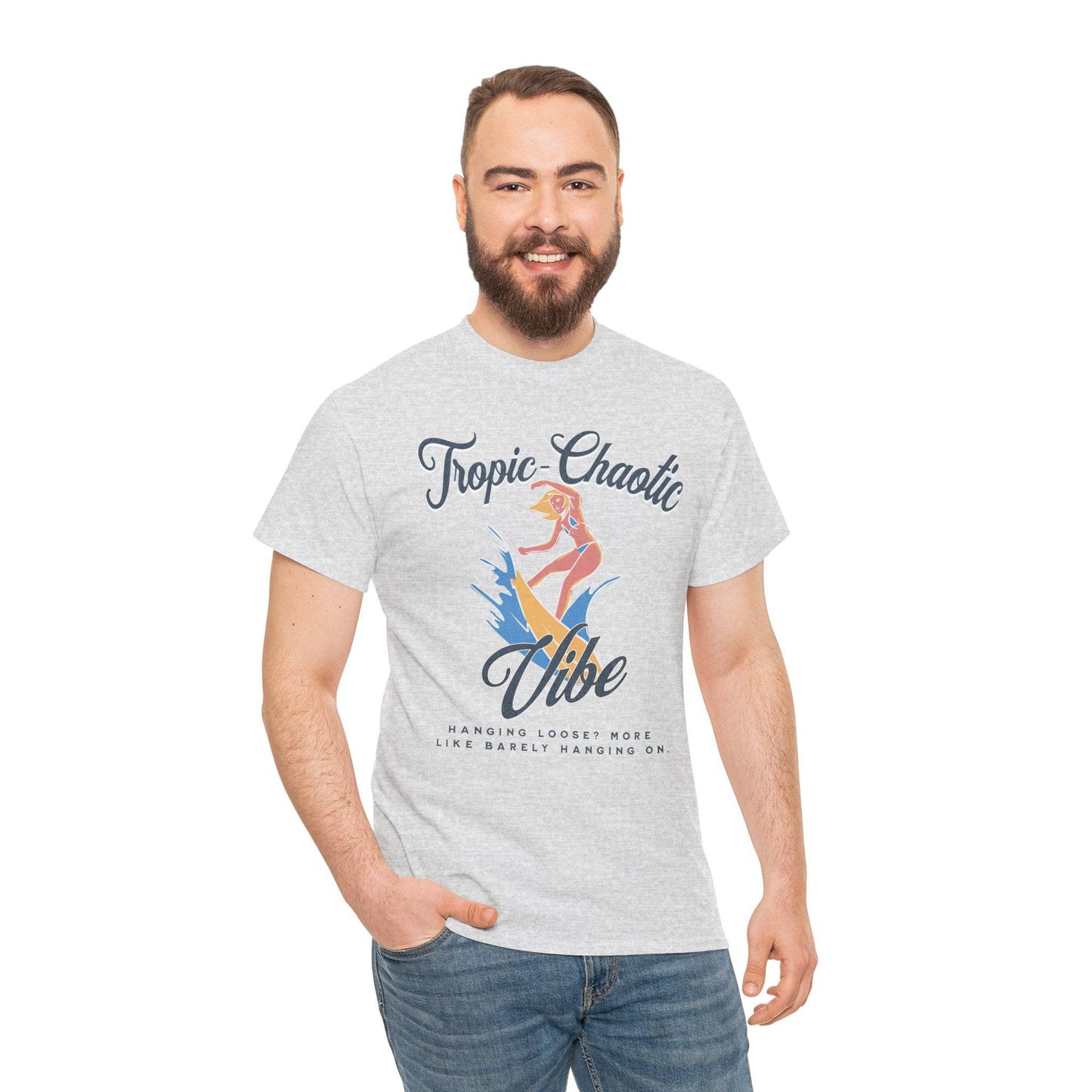 Tropic-Chaotic Vibe Unisex Heavy Cotton Tee – Funny Beach & Mental Health T-Shirt - Its Fine, I Am Fine