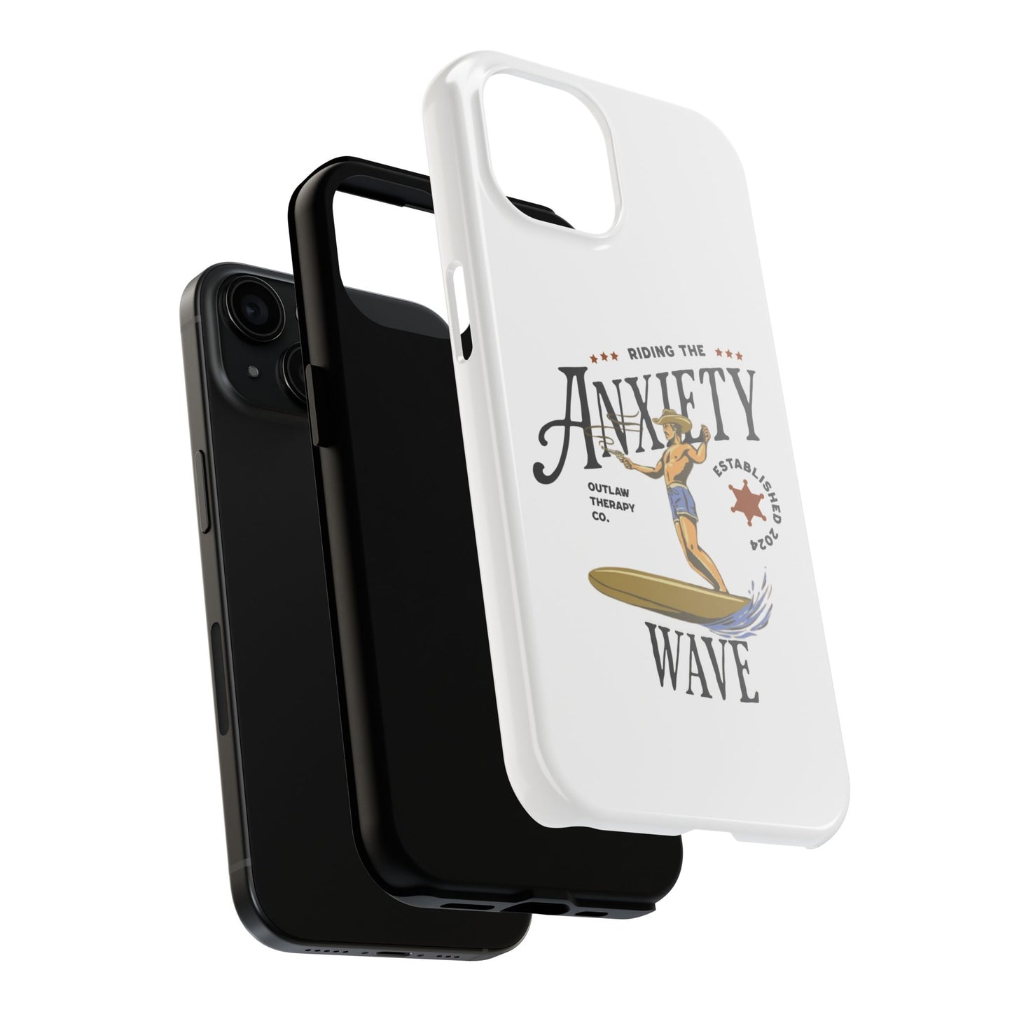 Riding the Anxiety Wave Phone Case - Tough Design for Stress Relief