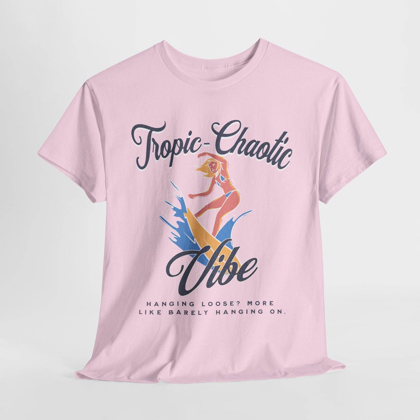 Tropic-Chaotic Vibe Unisex Heavy Cotton Tee – Funny Beach & Mental Health T-Shirt - Its Fine, I Am Fine