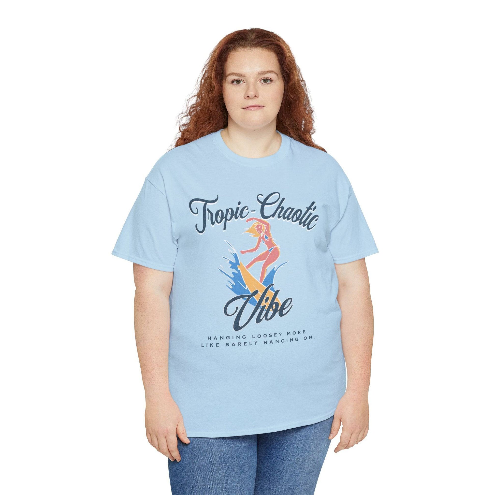 Tropic-Chaotic Vibe Unisex Heavy Cotton Tee – Funny Beach & Mental Health T-Shirt - Its Fine, I Am Fine