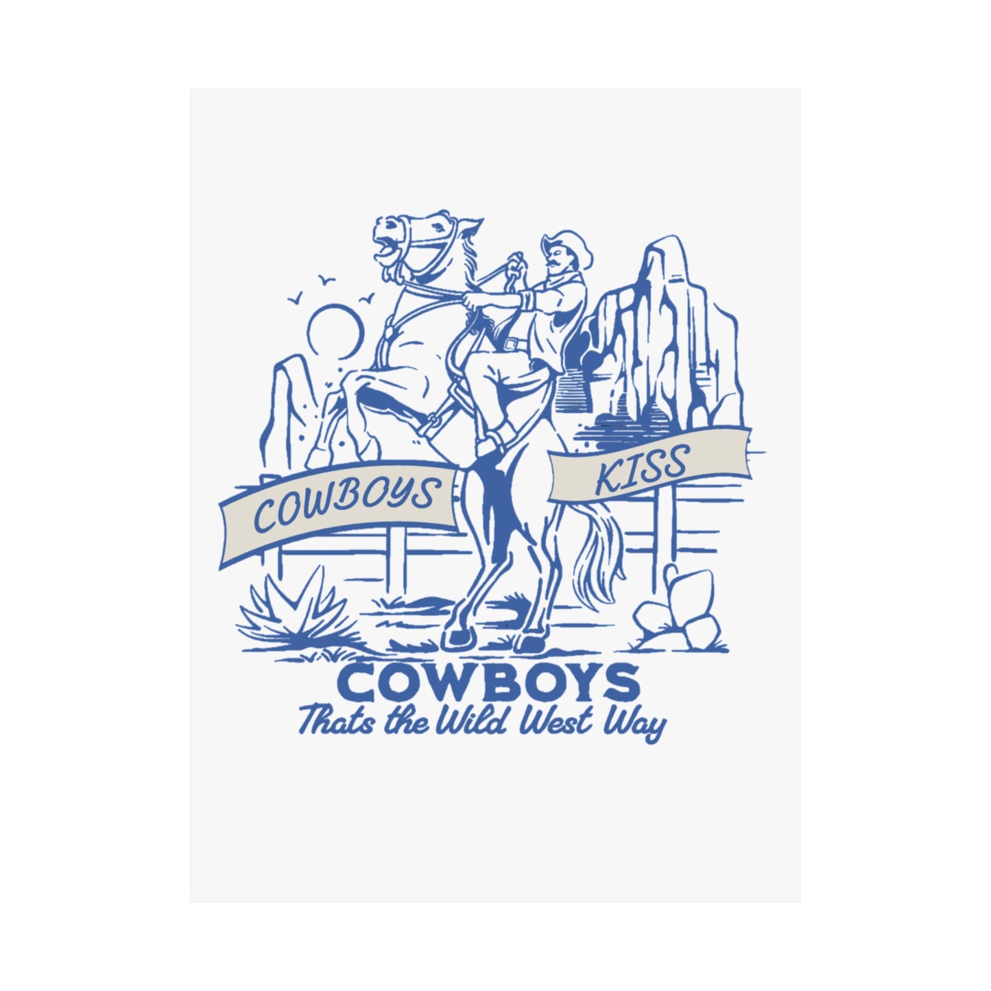 Cowboys Kiss Matte Vertical Poster - Wild West Decor