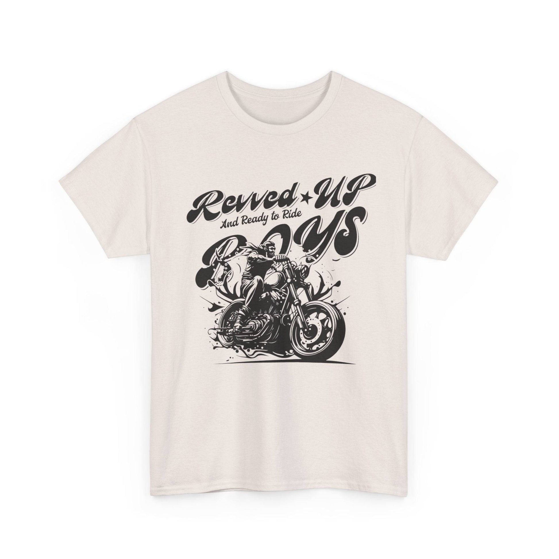 Revv'd Up Motorcycle Tee - Unisex Heavy Cotton Shirt for Riders - Its Fine, I Am Fine