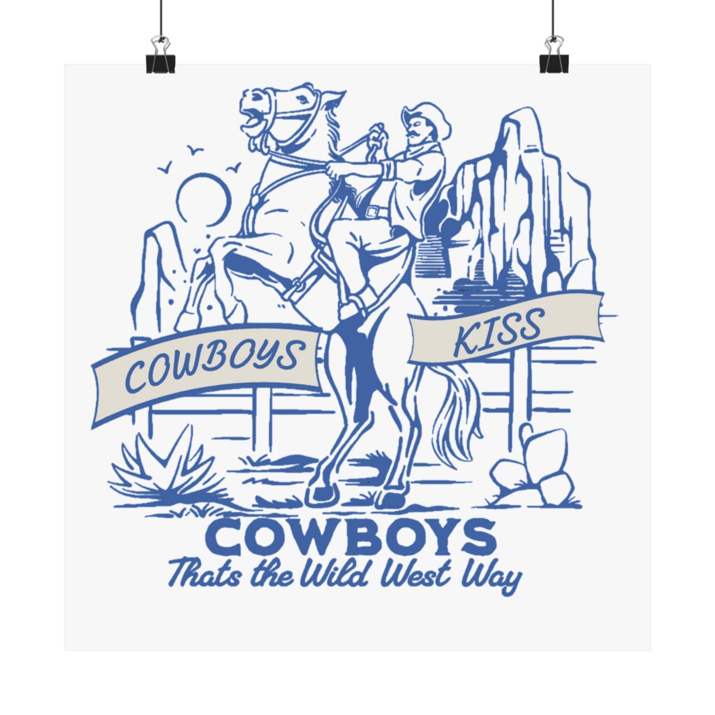 Cowboys Kiss Matte Vertical Poster - Wild West Decor - Its Fine, I Am Fine