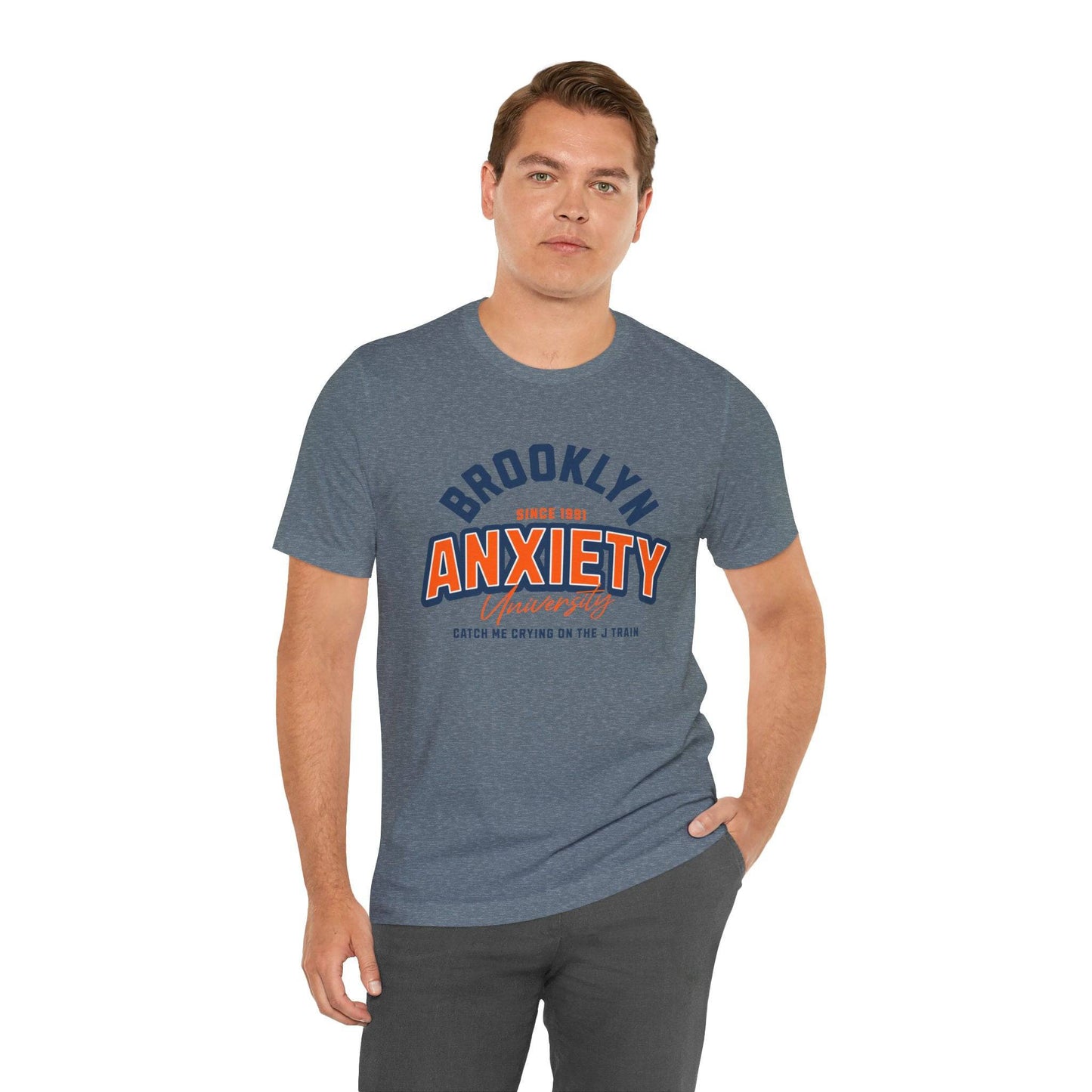 Brooklyn Anxiety University Vintage Unisex T-Shirt – Retro Graphic Tee - Its Fine, I Am Fine