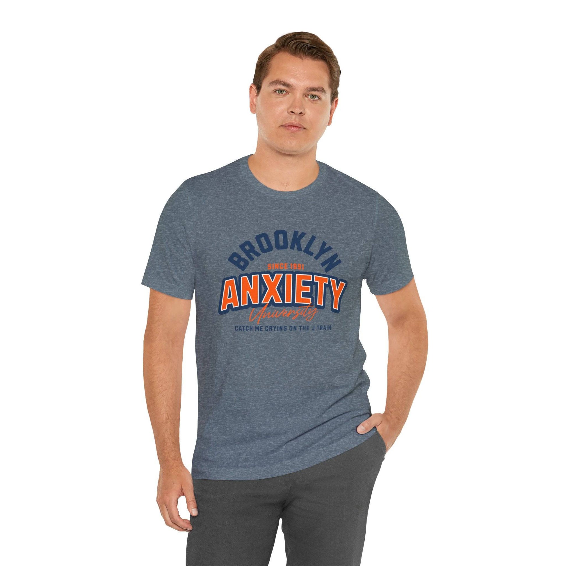 Brooklyn Anxiety University Vintage Unisex T-Shirt – Retro Graphic Tee - Its Fine, I Am Fine
