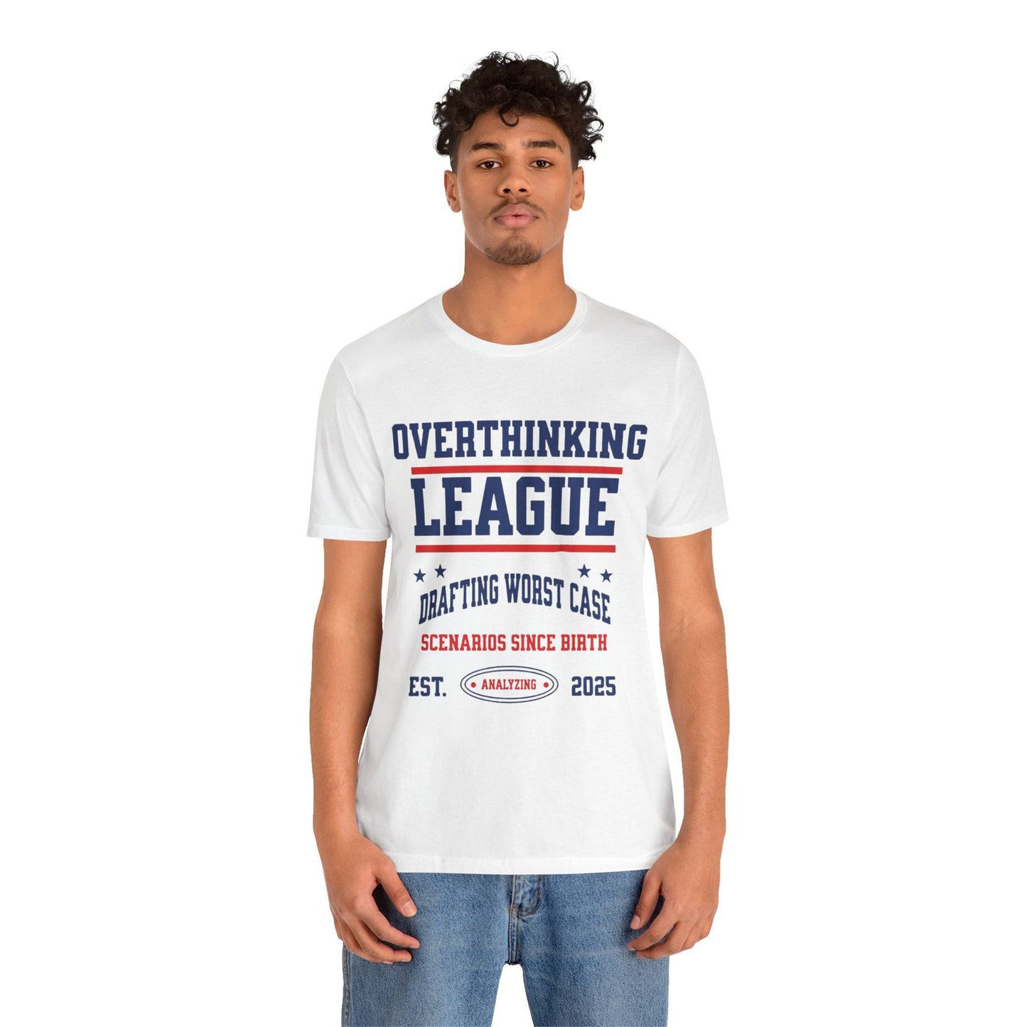 Overthinking League Unisex Jersey Tee - Analyzing Since 2025 - Its Fine, I Am Fine