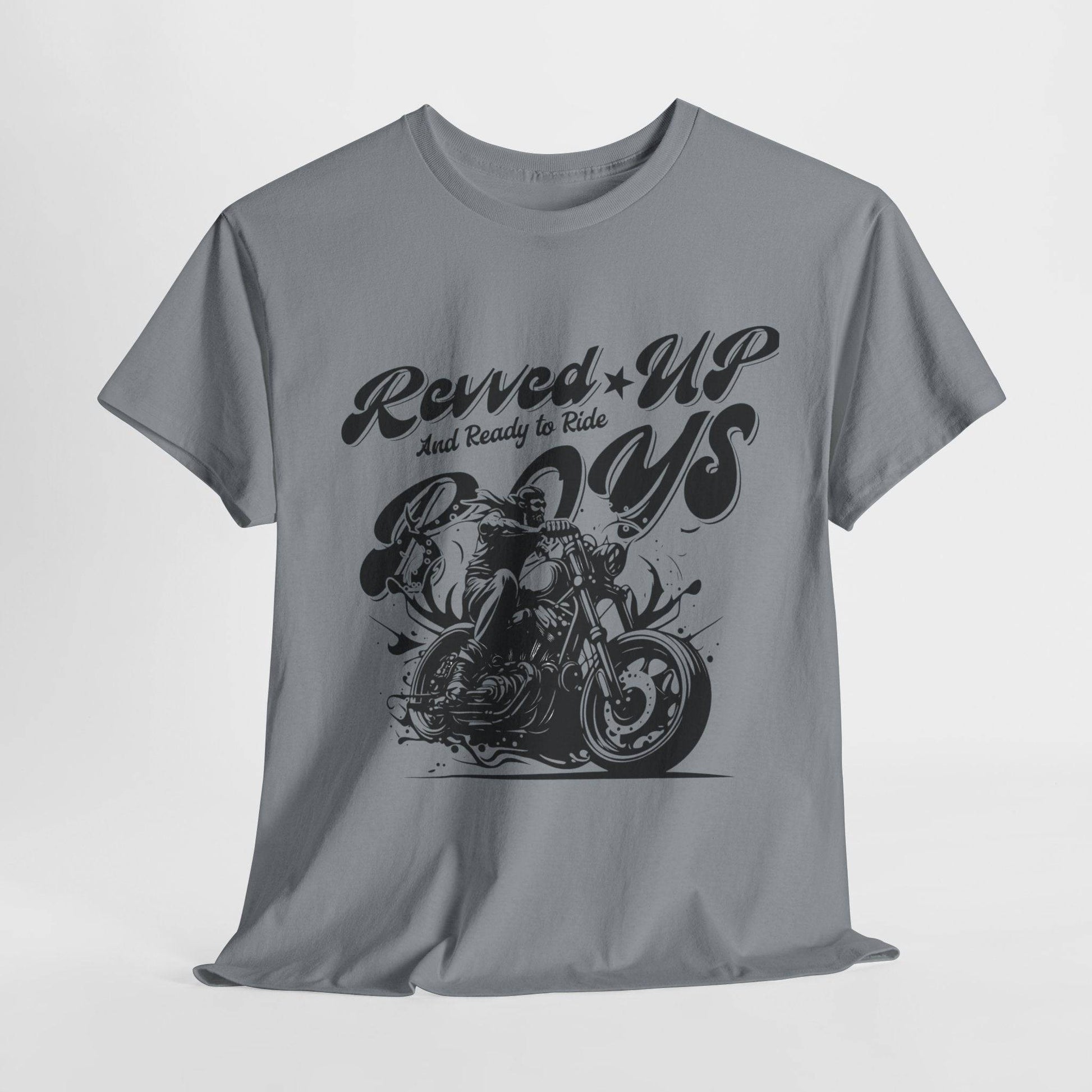 Revv'd Up Motorcycle Tee - Unisex Heavy Cotton Shirt for Riders - Its Fine, I Am Fine