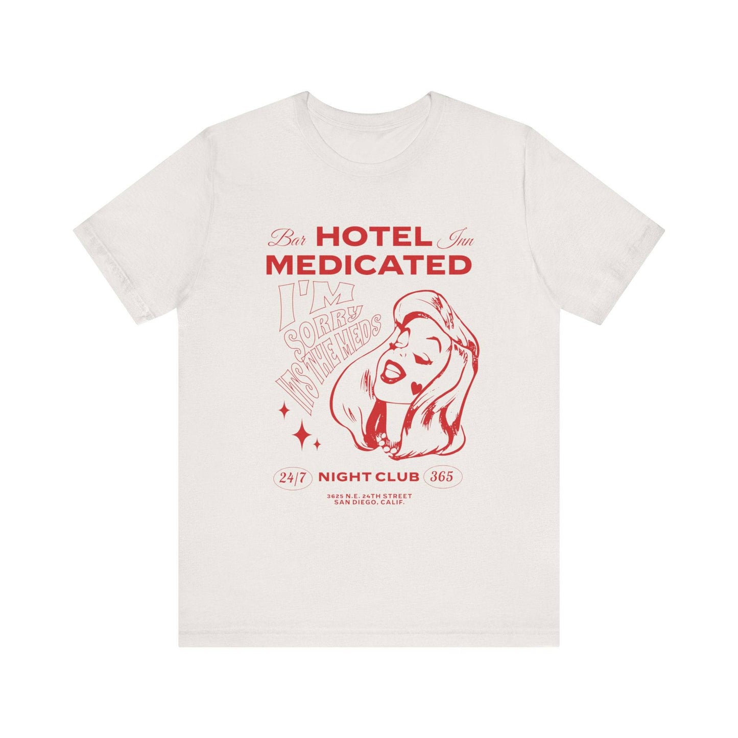 Hotel Medicated Tee, Unisex T-Shirt, Vintage Graphic Tee, Retro T-Shirt, Cool Tee, Funny Shirt - Its Fine, I Am Fine