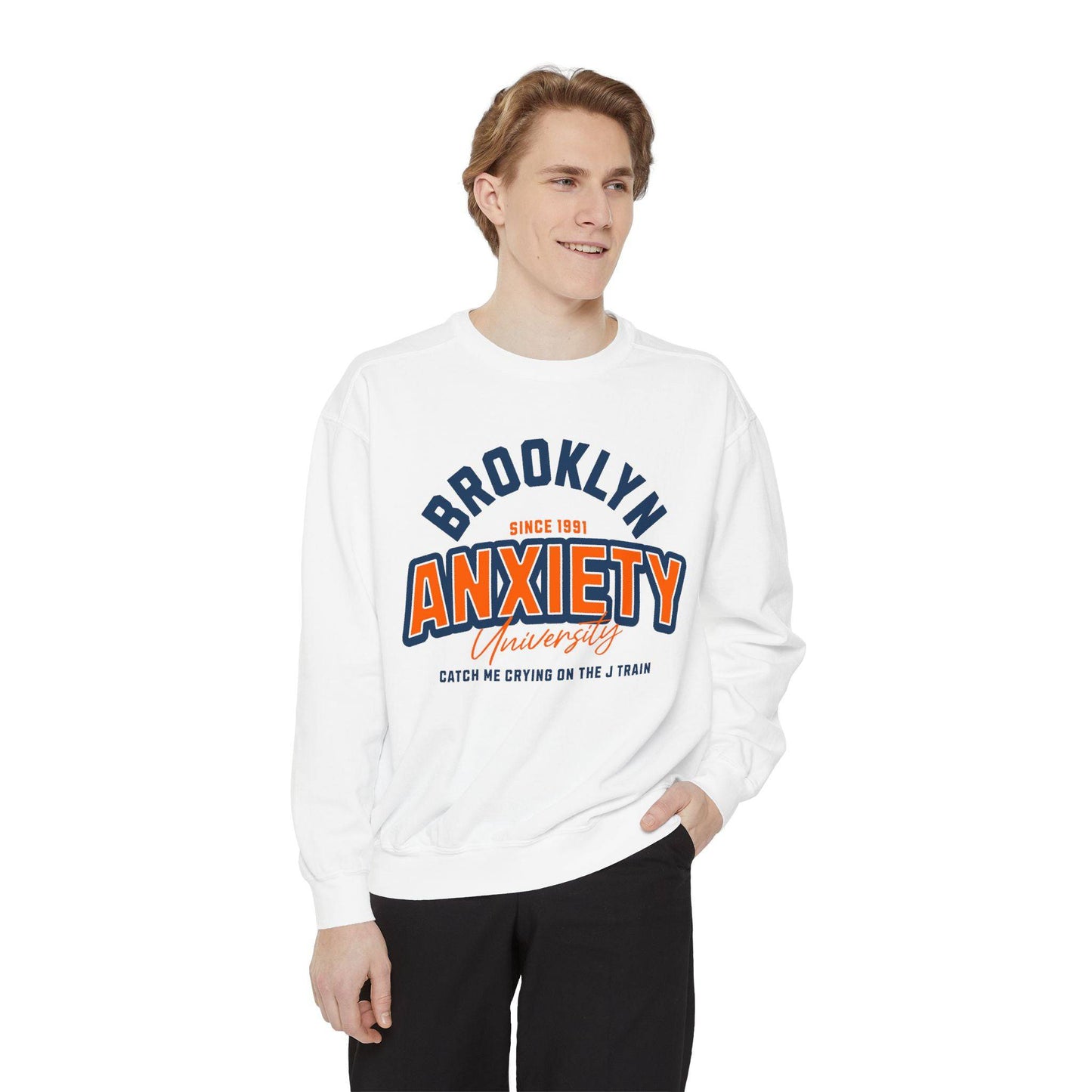 Brooklyn Anxiety University Sweatshirt – Vintage Unisex Pullover | Cozy, Soft & Witty - Its Fine, I Am Fine