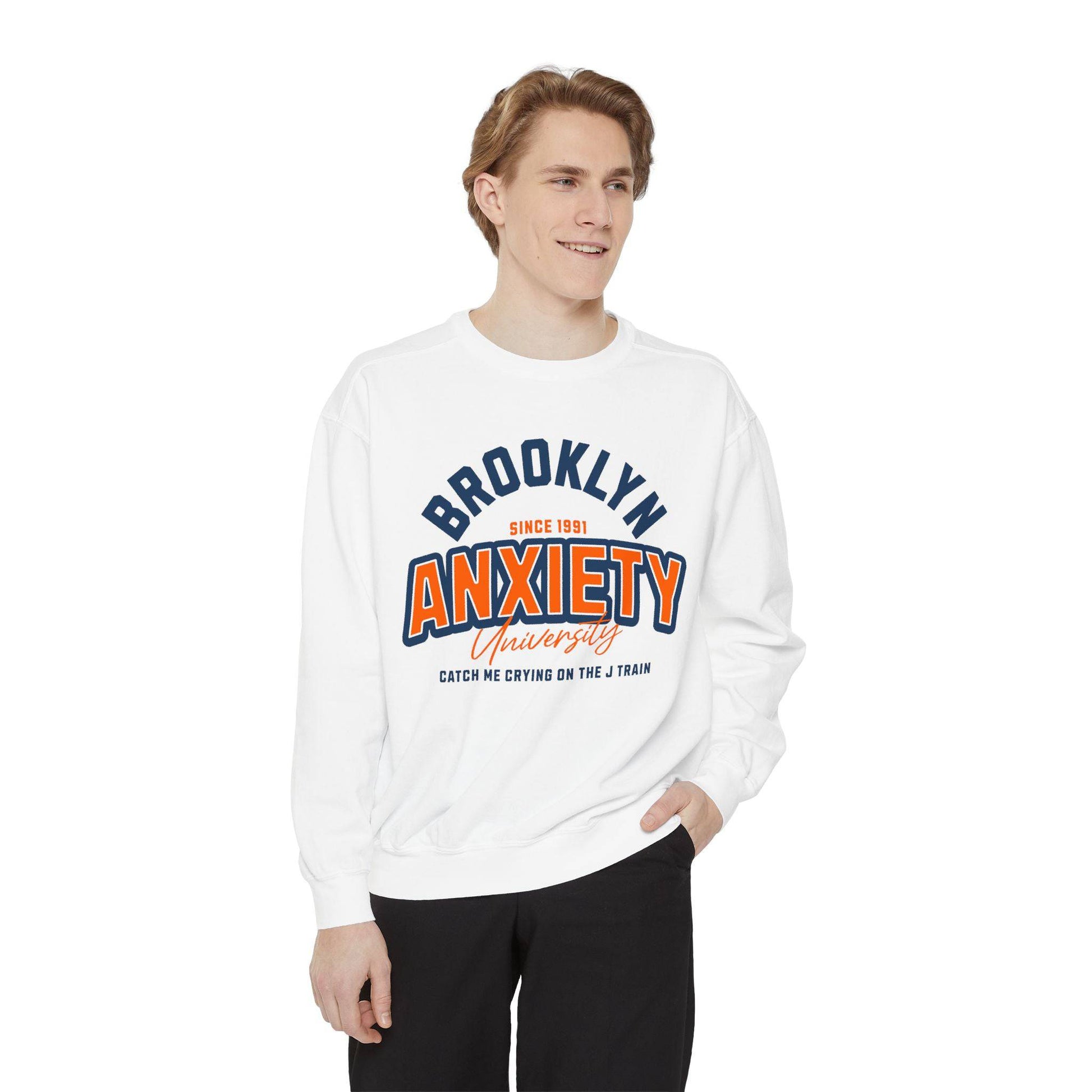 Brooklyn Anxiety University Sweatshirt – Vintage Unisex Pullover | Cozy, Soft & Witty - Its Fine, I Am Fine
