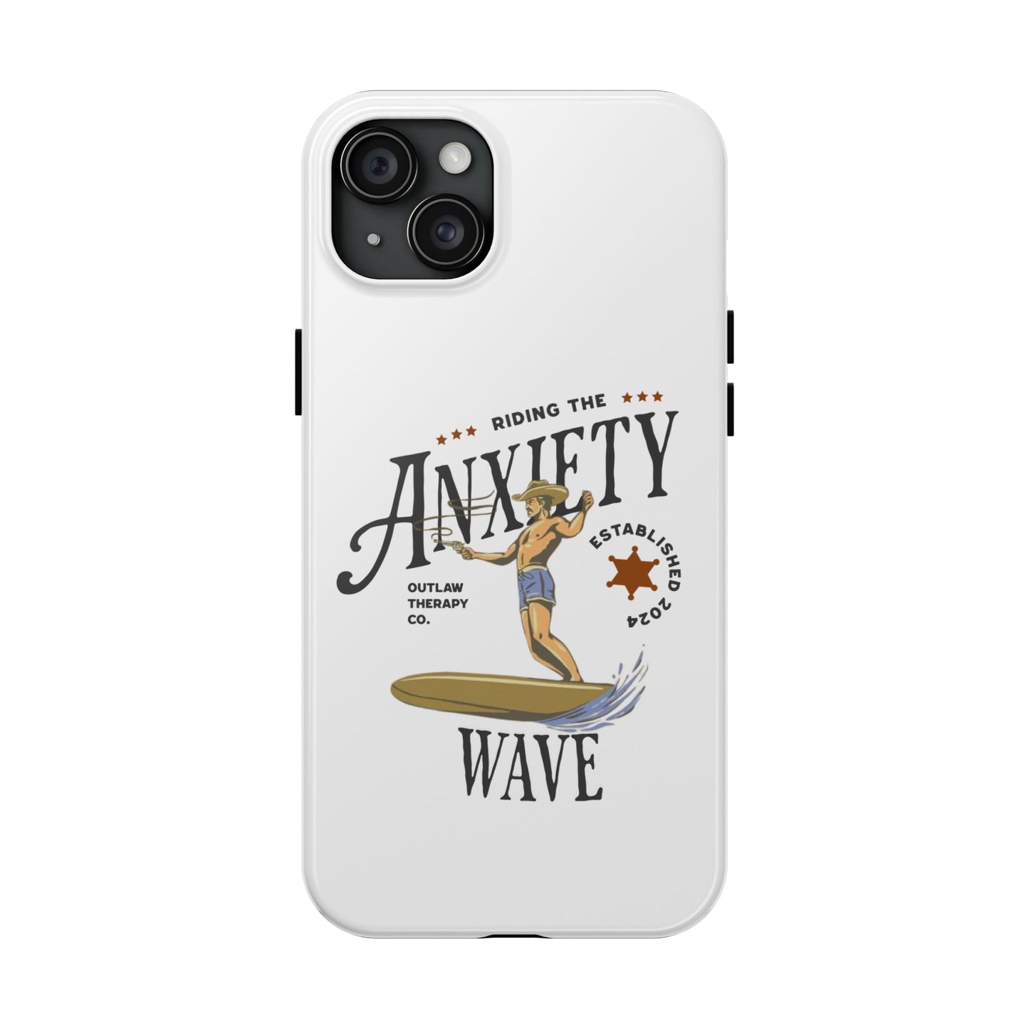Riding the Anxiety Wave Phone Case - Tough Design for Stress Relief - Its Fine, I Am Fine