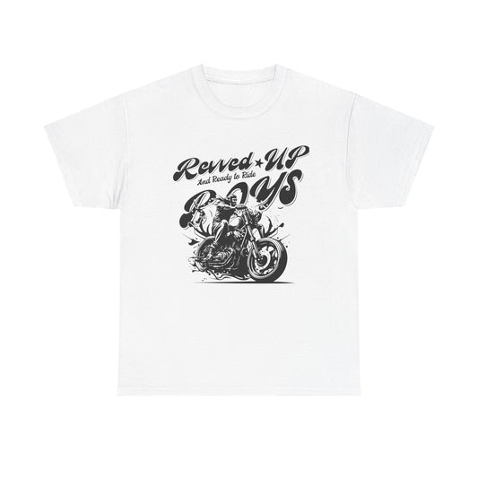 Revv'd Up Motorcycle Tee - Unisex Heavy Cotton Shirt for Riders