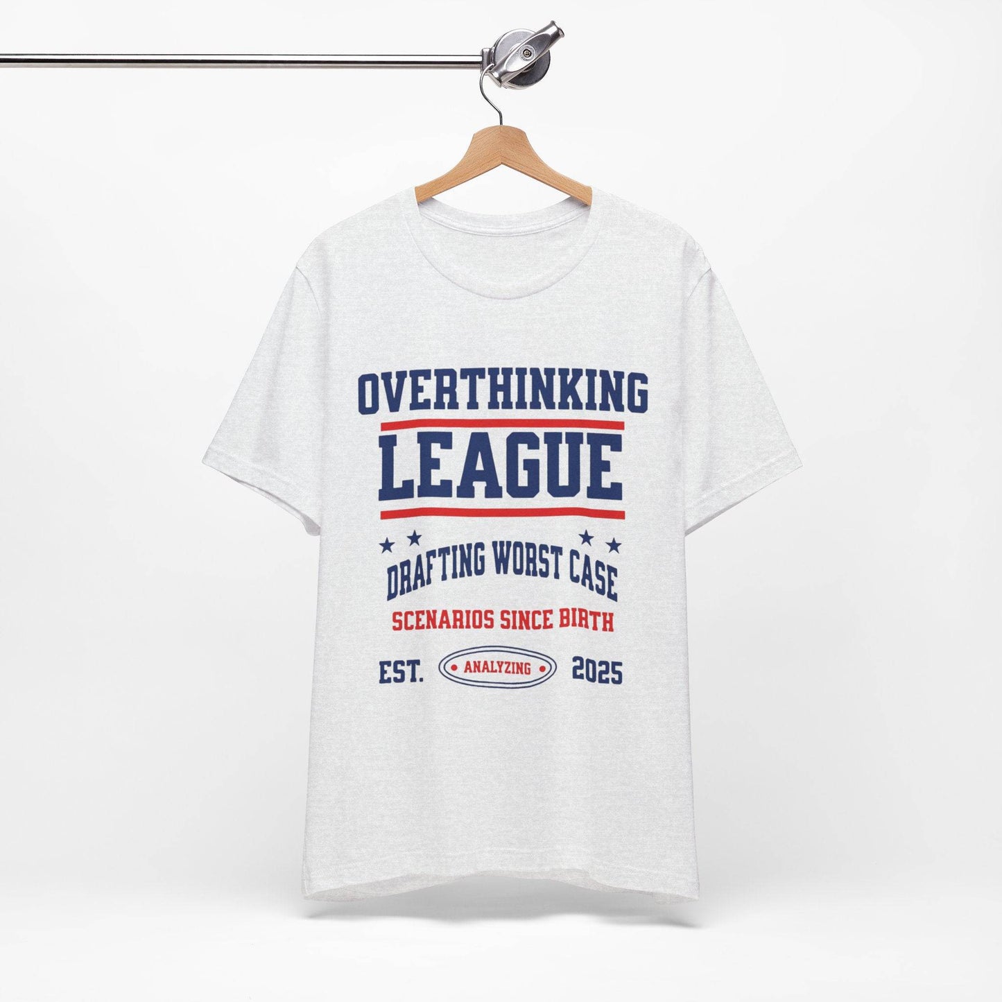 Overthinking League Unisex Jersey Tee - Analyzing Since 2025 - Its Fine, I Am Fine