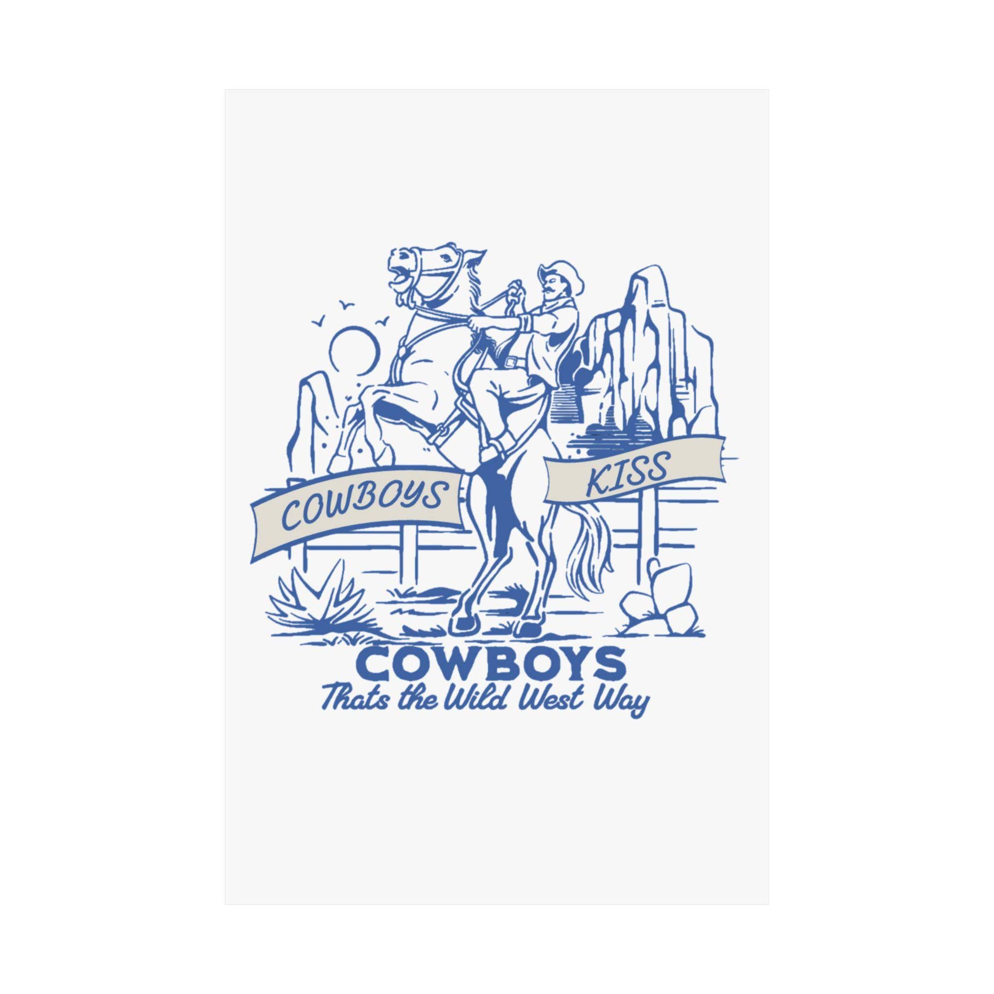 Cowboys Kiss Matte Vertical Poster - Wild West Decor - Its Fine, I Am Fine