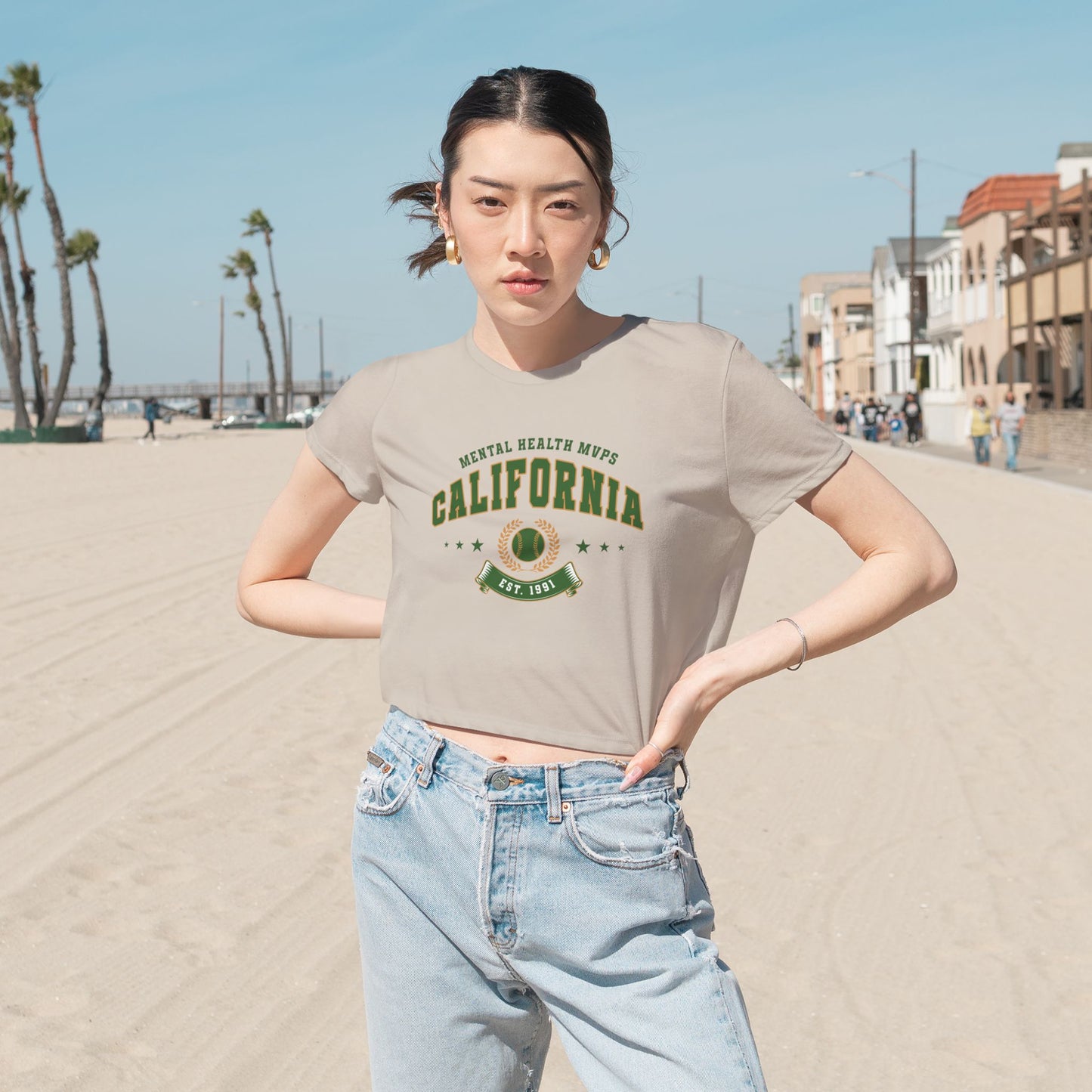California Mental Health MVPs Flowy Cropped Tee - Its Fine, I Am Fine