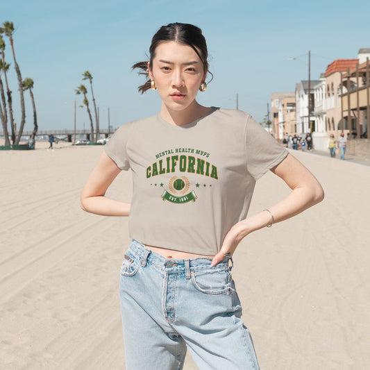 California Mental Health MVPs Flowy Cropped Tee - Its Fine, I Am Fine