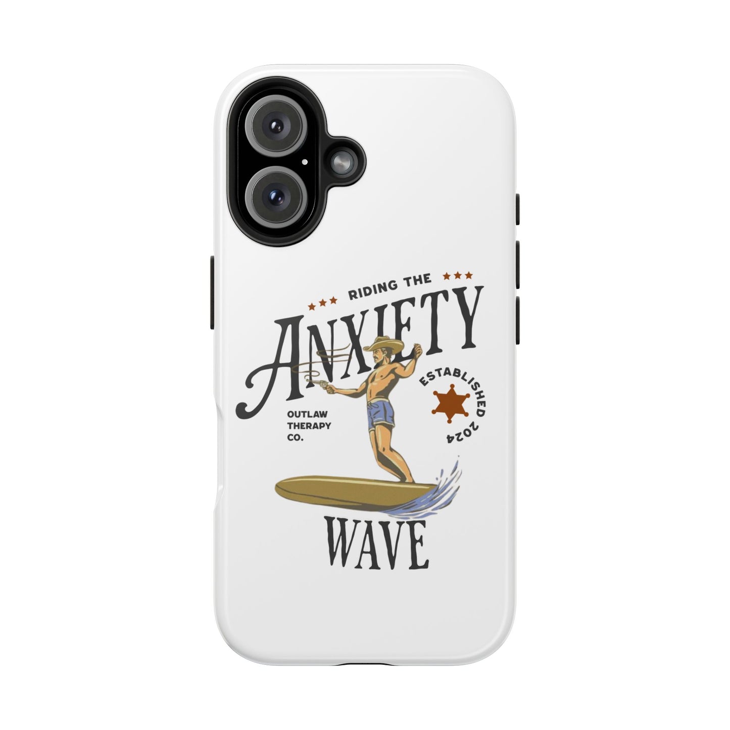 Riding the Anxiety Wave Phone Case - Tough Design for Stress Relief