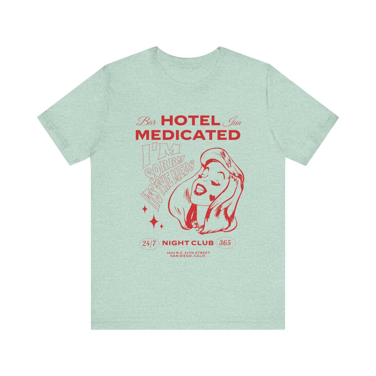 Hotel Medicated Tee, Unisex T-Shirt, Vintage Graphic Tee, Retro T-Shirt, Cool Tee, Funny Shirt - Its Fine, I Am Fine