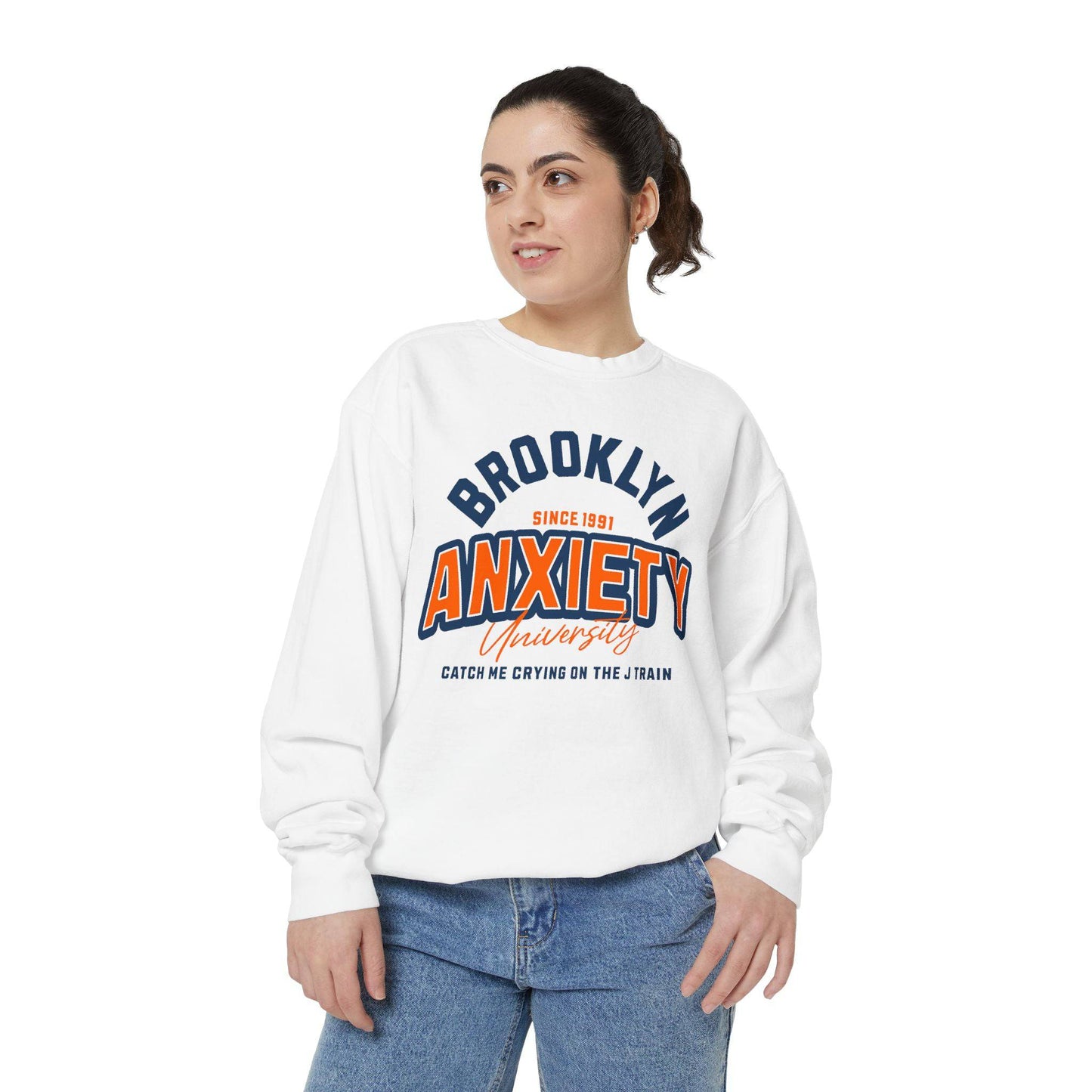 Brooklyn Anxiety University Sweatshirt – Vintage Unisex Pullover | Cozy, Soft & Witty - Its Fine, I Am Fine