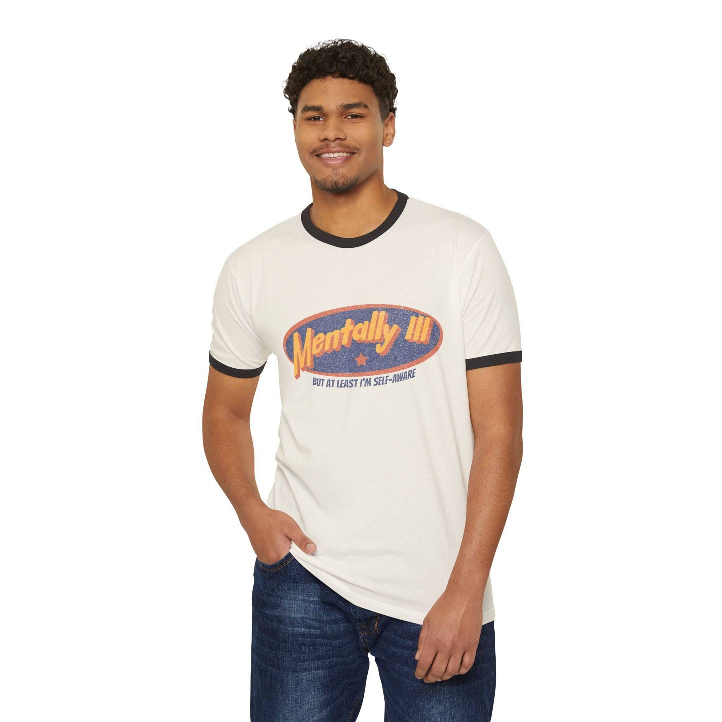 Mentally Ill, But Make It Fashion – Funny Retro Ringer Tee - Its Fine, I Am Fine