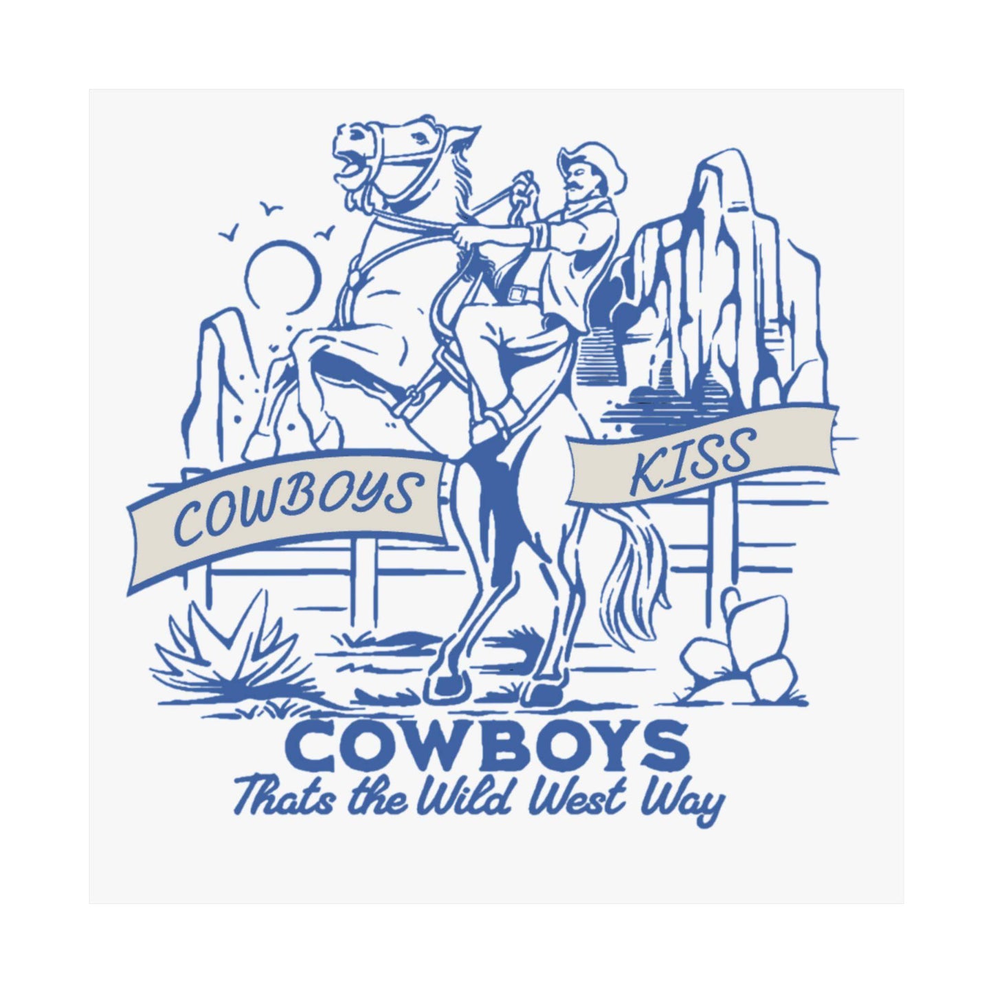 Cowboys Kiss Matte Vertical Poster - Wild West Decor - Its Fine, I Am Fine