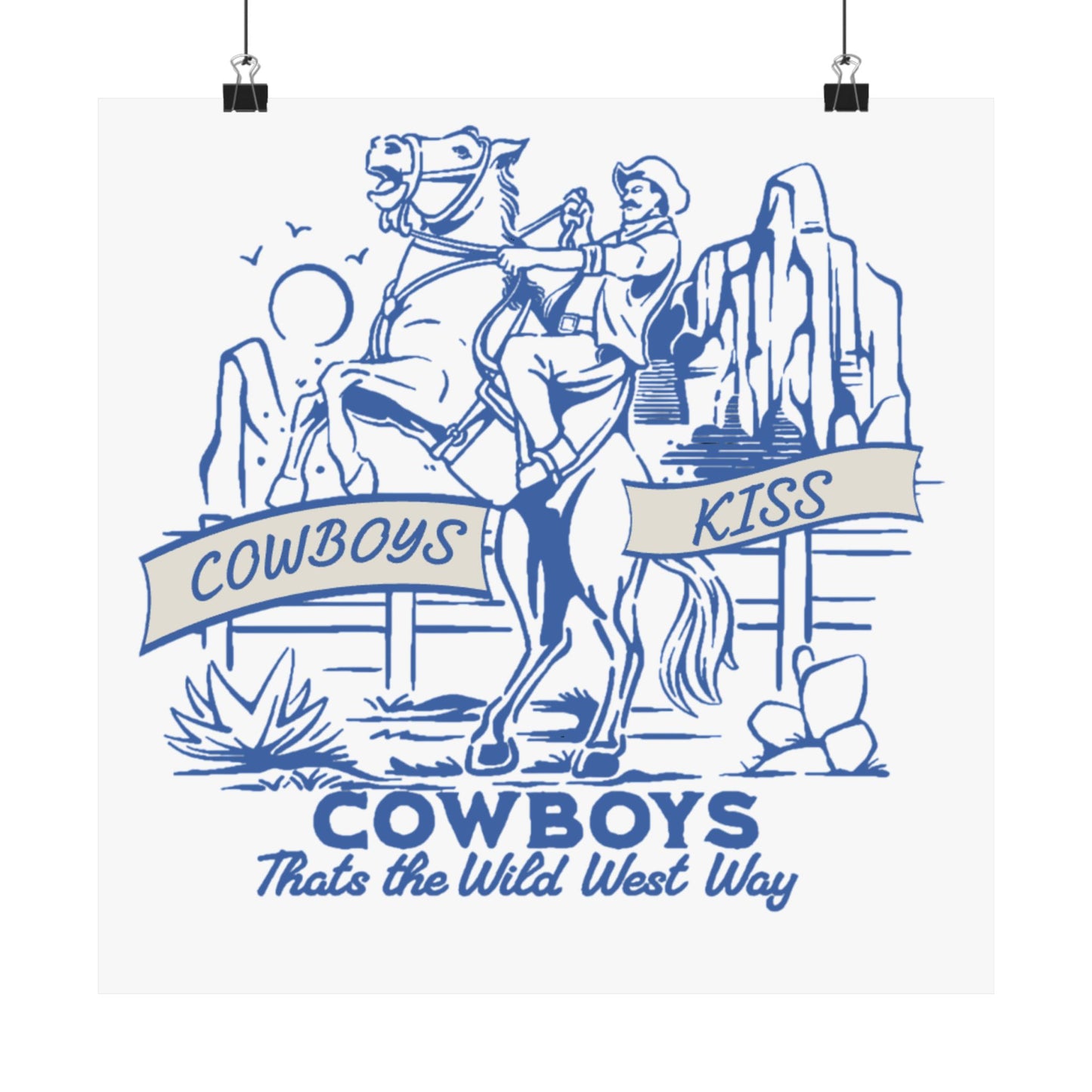 Cowboys Kiss Matte Vertical Poster - Wild West Decor