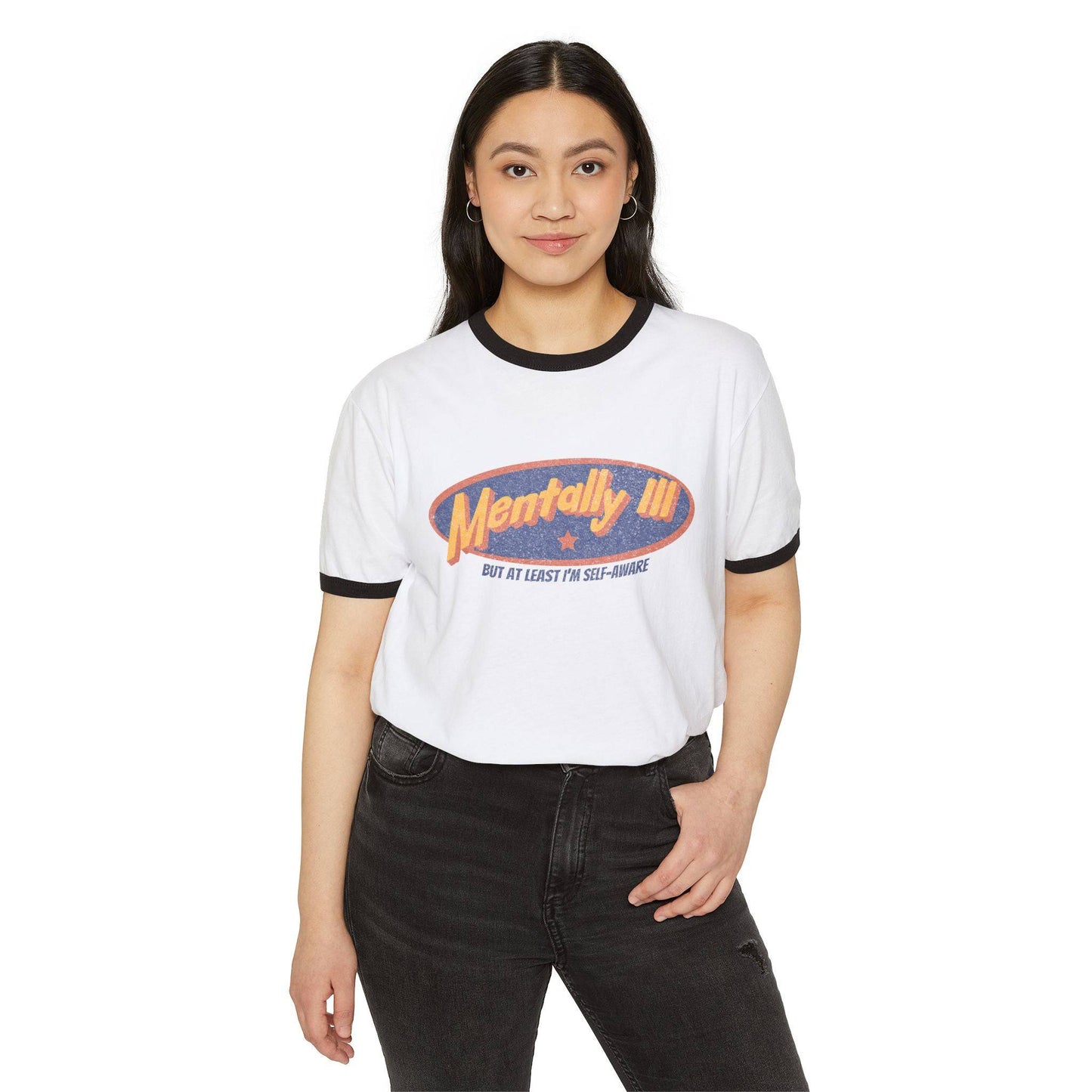 Mentally Ill, But Make It Fashion – Funny Retro Ringer Tee - Its Fine, I Am Fine